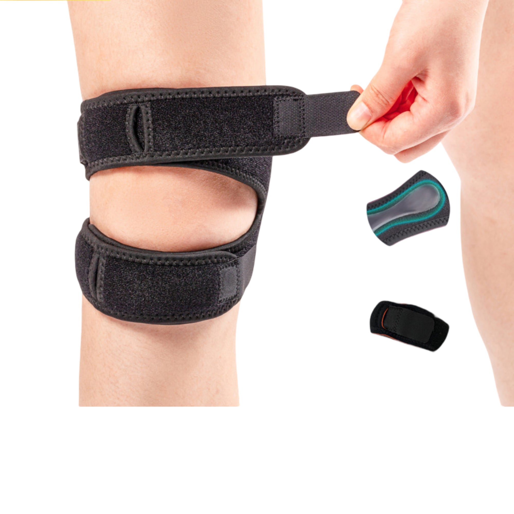 Anna-Kaci Adjustable Patella Knee Strap 1 Pc with Dual Band Compression Support for Running and Workouts