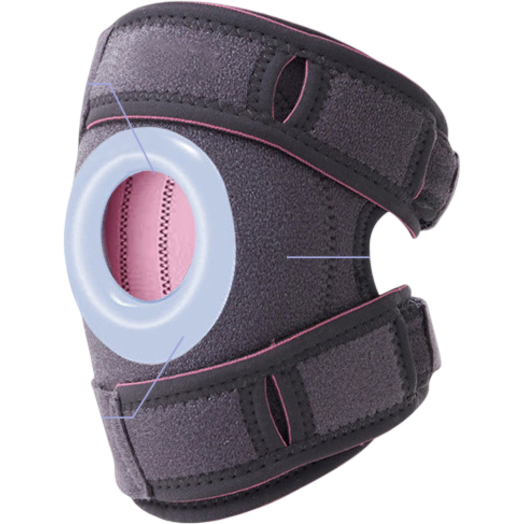 Anna-Kaci Adjustable Open Patella Knee Brace 1 Pc with Gel Stabilizer Ring and Dual Strap Compression Support