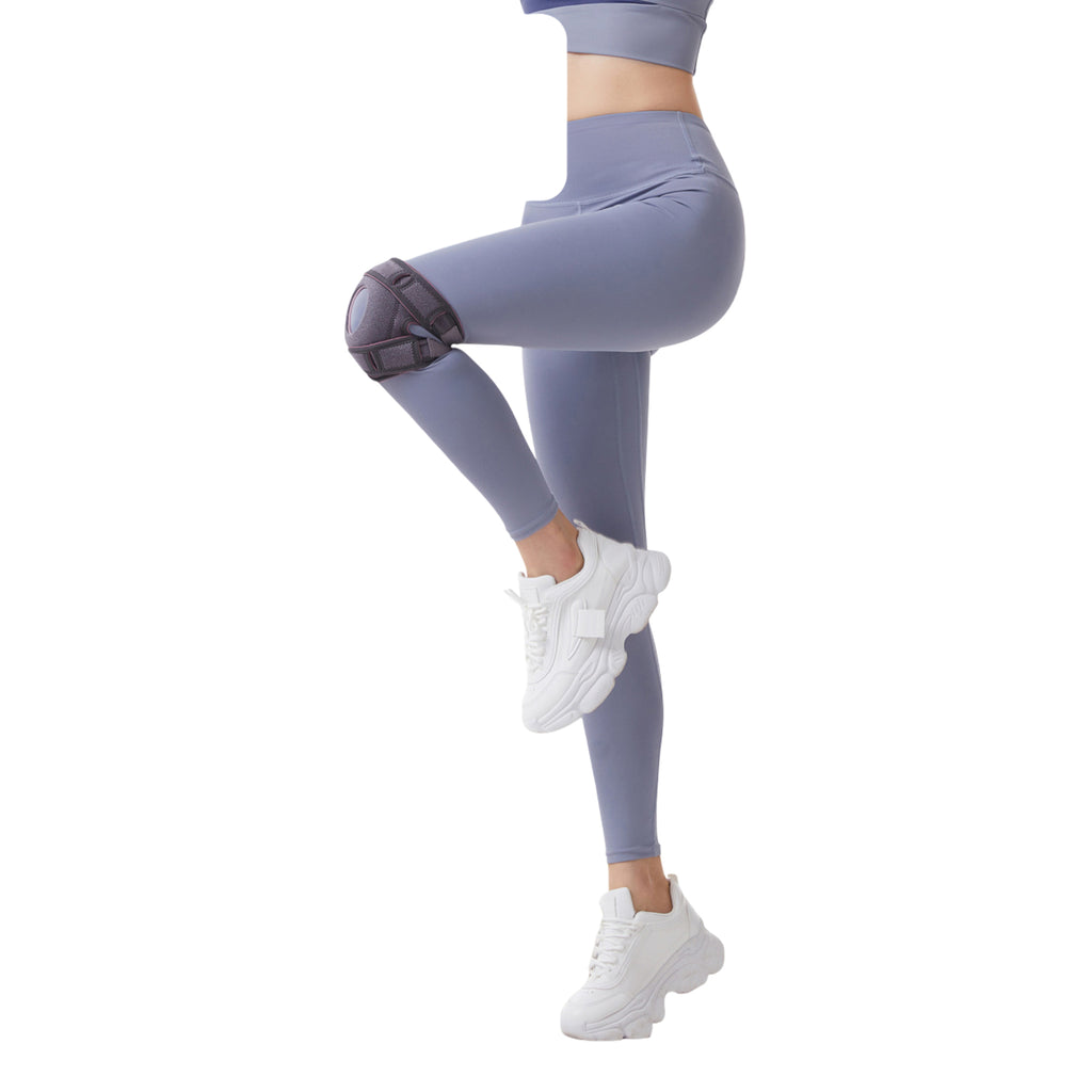 Anna-Kaci Adjustable Open Patella Knee Brace 1 Pc with Gel Stabilizer Ring and Dual Strap Compression Support