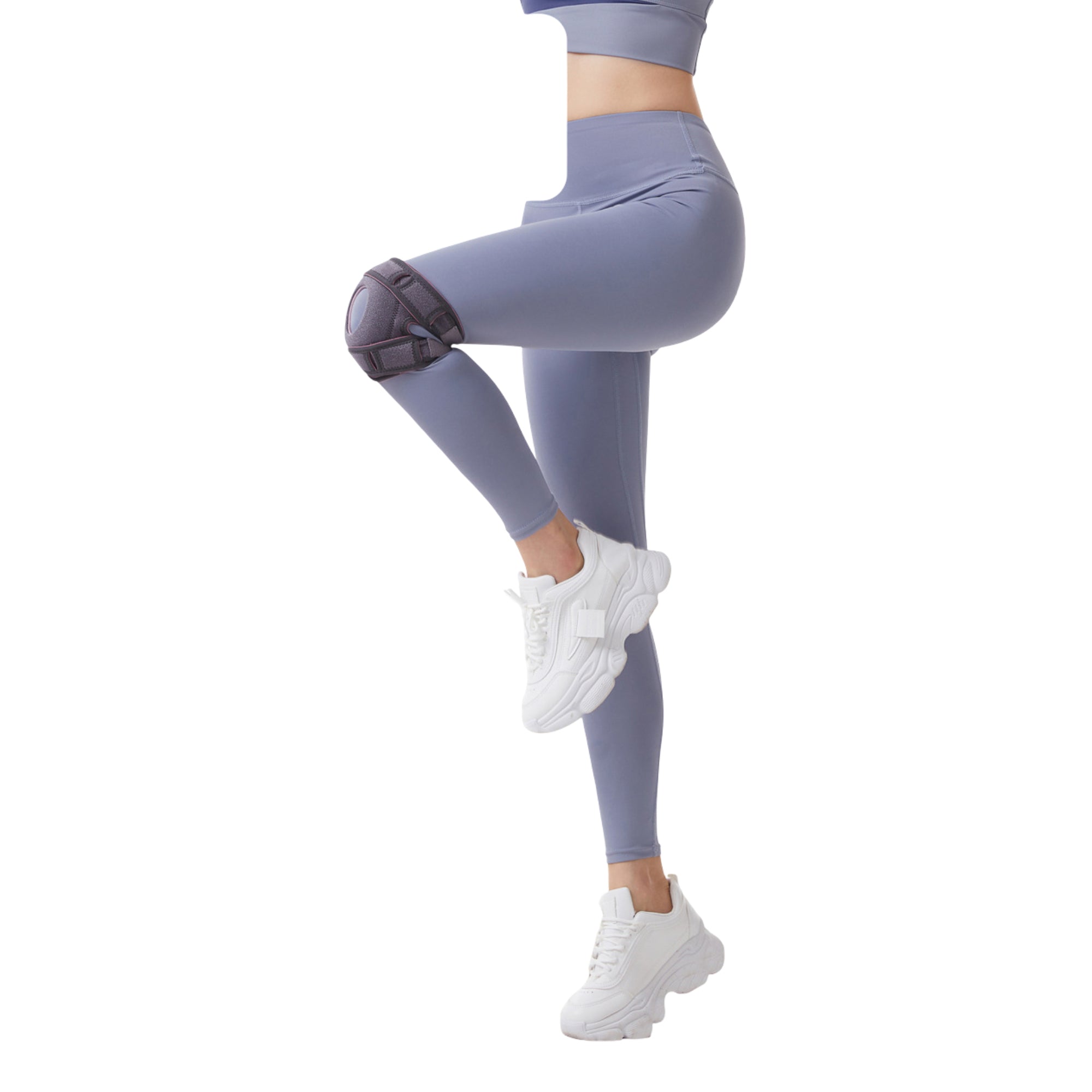 Anna-Kaci Adjustable Open Patella Knee Brace 1 Pc with Gel Stabilizer Ring and Dual Strap Compression Support
