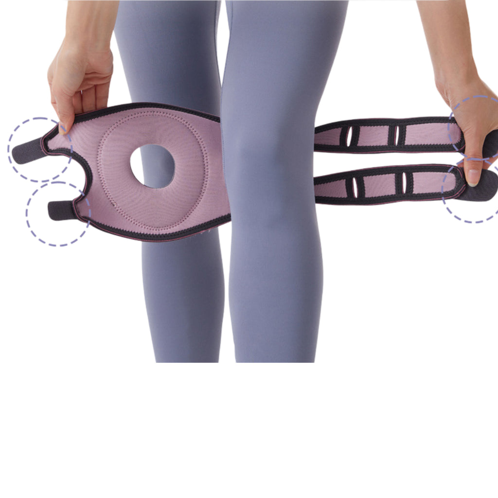 Anna-Kaci Adjustable Open Patella Knee Brace 1 Pc with Gel Stabilizer Ring and Dual Strap Compression Support