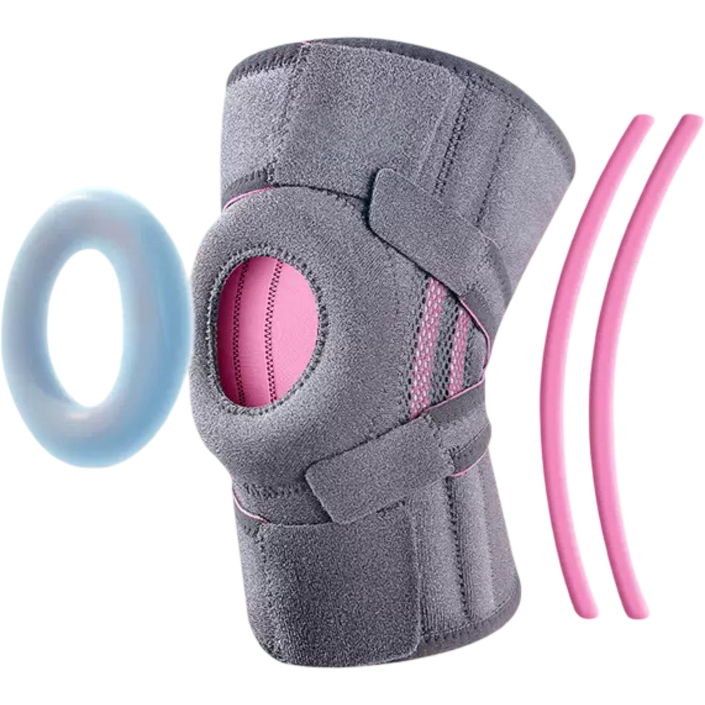 Anna-Kaci Open Patella Knee Brace 1 Pc with Gel Stabilizer Ring, Side Support Stays and Adjustable Compression