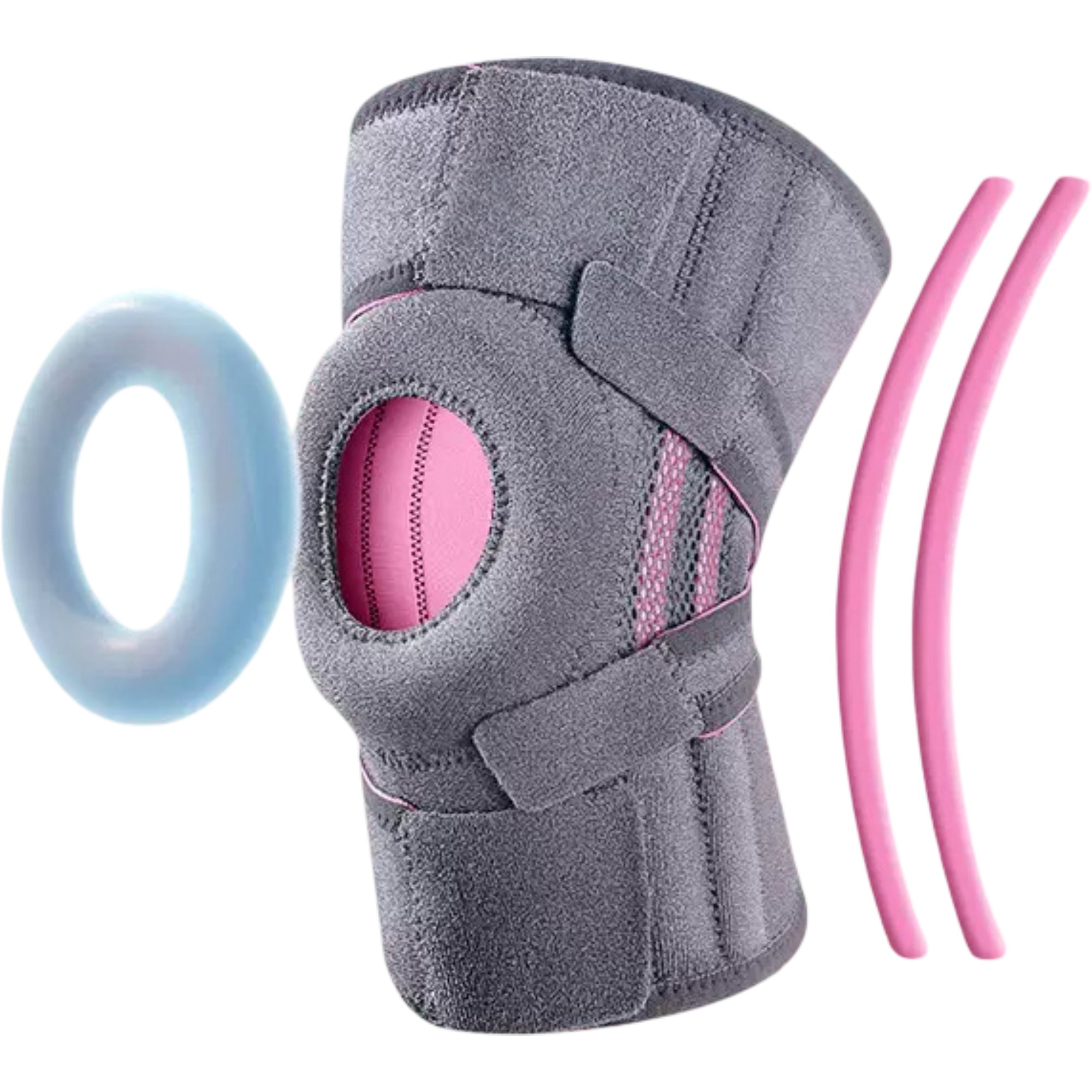 Anna-Kaci Open Patella Knee Brace 1 Pc with Gel Stabilizer Ring, Side Support Stays and Adjustable Compression