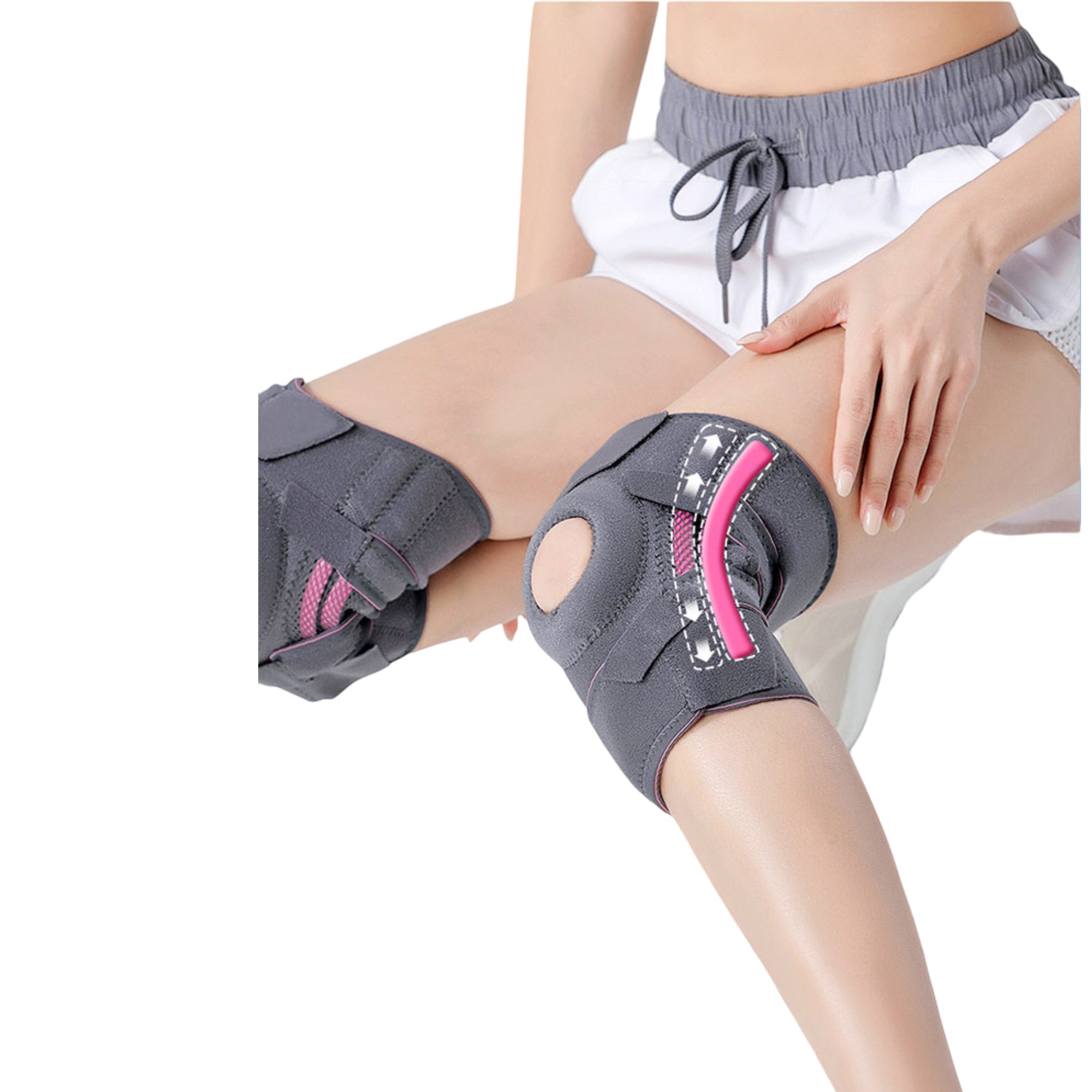 Anna-Kaci Open Patella Knee Brace 1 Pc with Gel Stabilizer Ring, Side Support Stays and Adjustable Compression