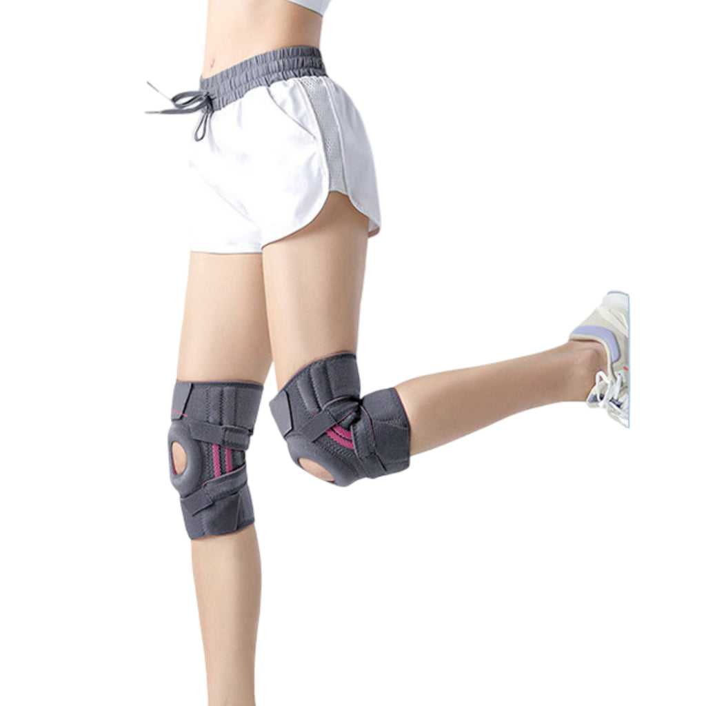 Anna-Kaci Open Patella Knee Brace 1 Pc with Gel Stabilizer Ring, Side Support Stays and Adjustable Compression