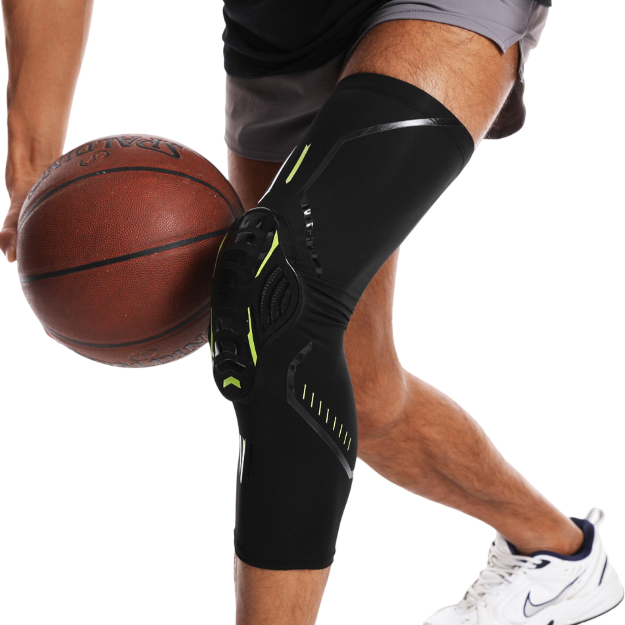 Anna-Kaci Basketball Knee Pad Leg Sleeve 1 Pc with Hard Shell Impact Guard and Compression Support