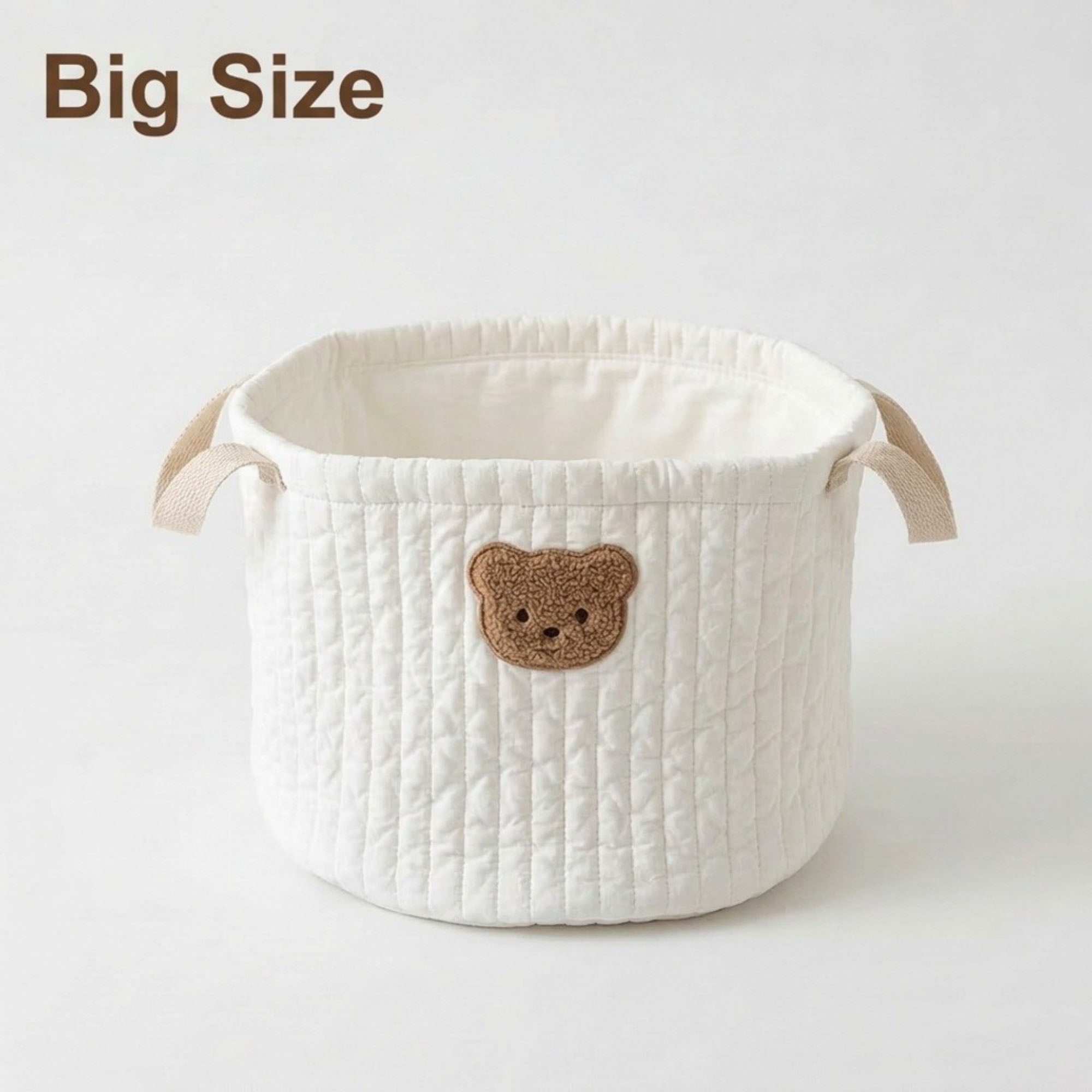 Anna-Kaci Soft Fabric Storage Basket with Embroidered Teddy Bear Design and Side Handles 9.8x9.8x12in