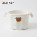 Anna-Kaci Soft Fabric Storage Basket with Embroidered Teddy Bear Design and Side Handles