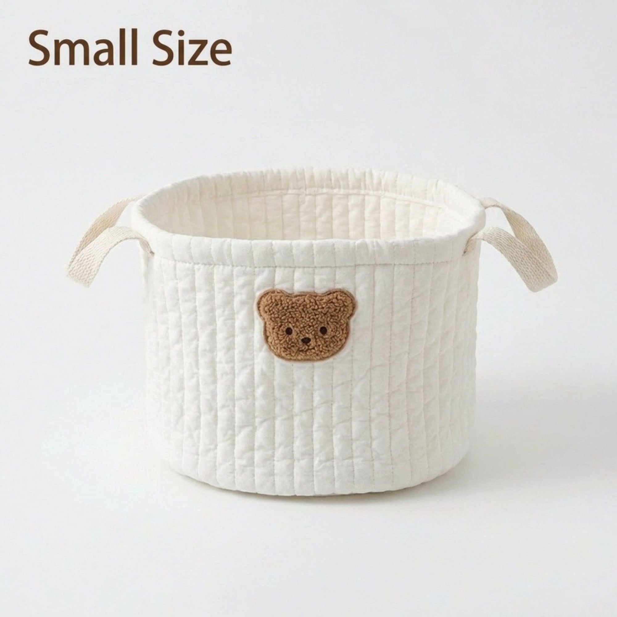 Anna-Kaci Soft Fabric Storage Basket with Embroidered Teddy Bear Design and Side Handles