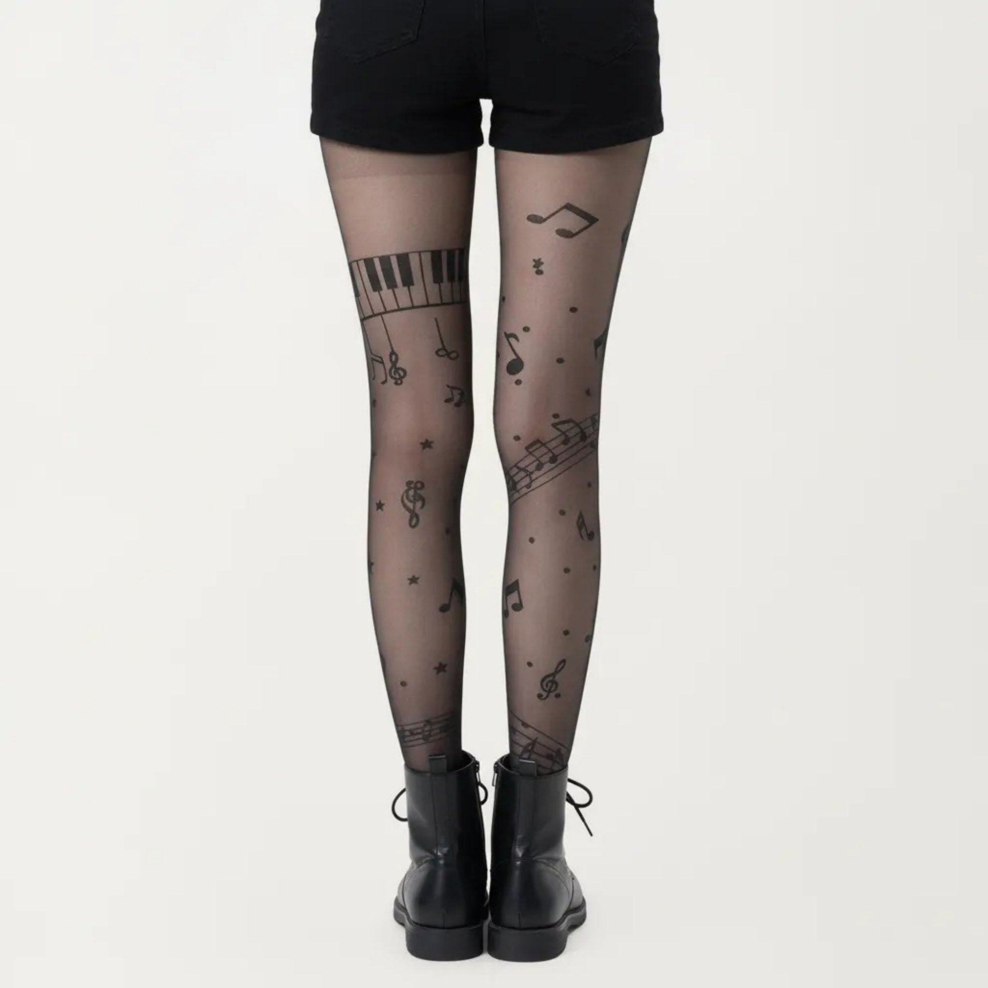 Anna-Kaci Women's Sheer Tights with Musical Note and Piano Pattern Design