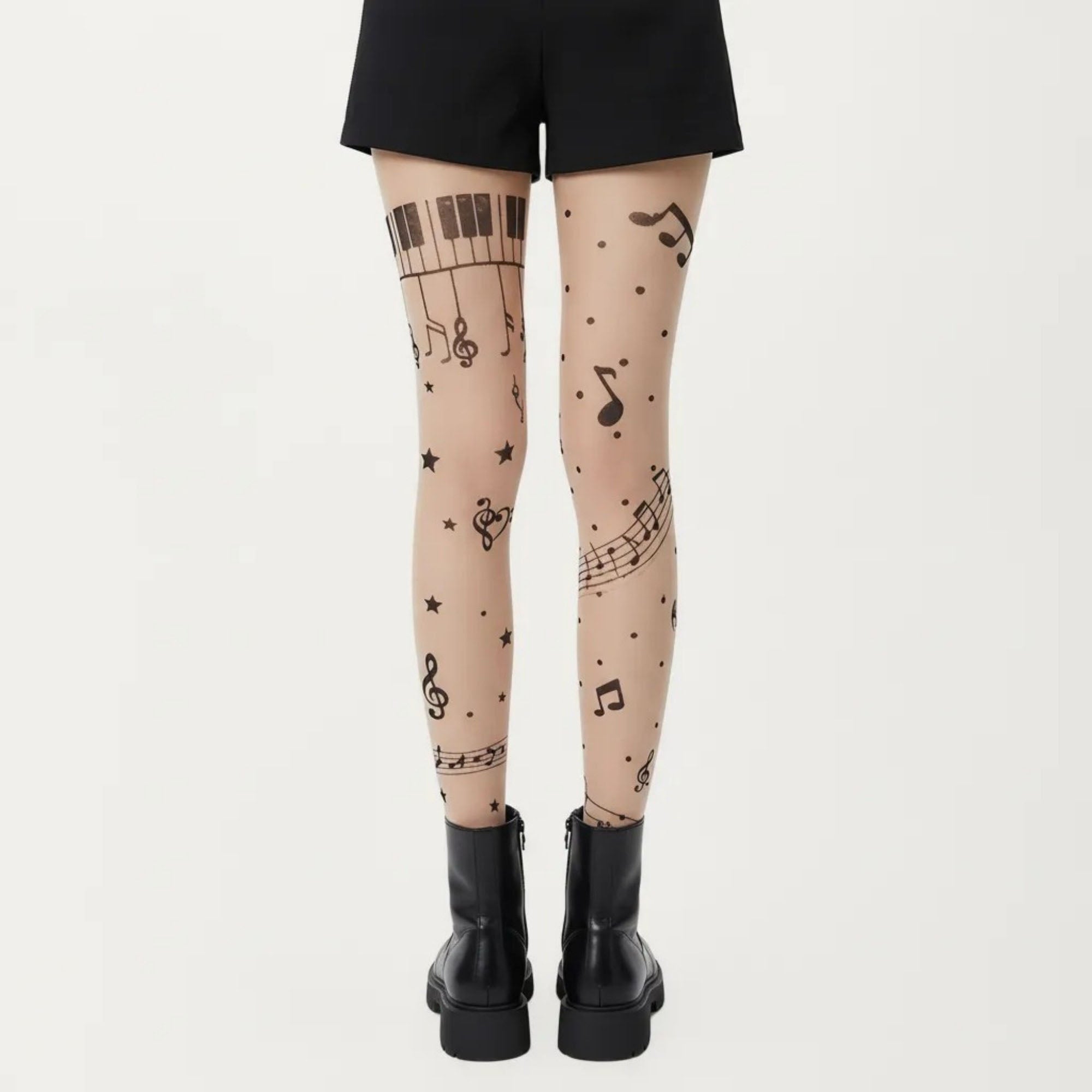 Anna-Kaci Women's Sheer Tights with Musical Note and Piano Pattern Design