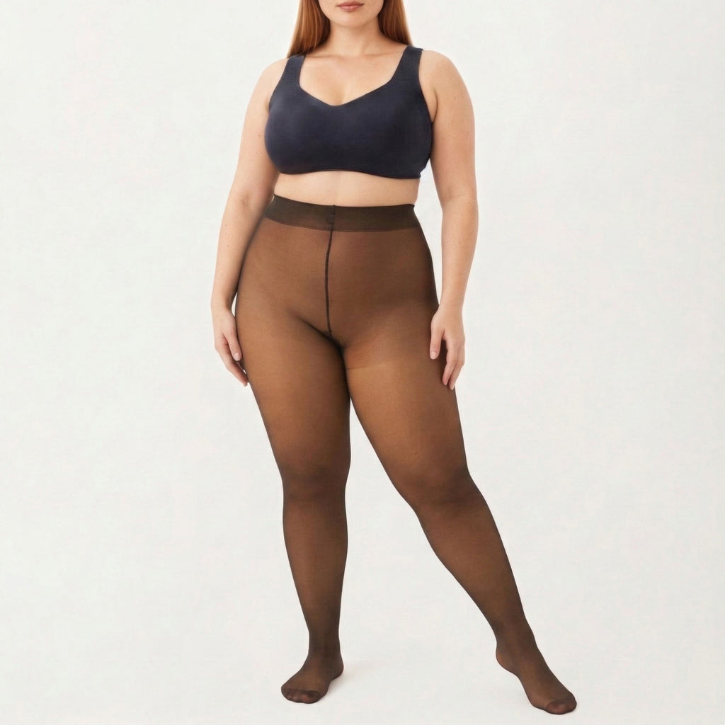 Anna-Kaci Women's Fleece-Lined Bare-Legs Pantyhose with Skin-Transparent Effect and Fleece-Free Feet