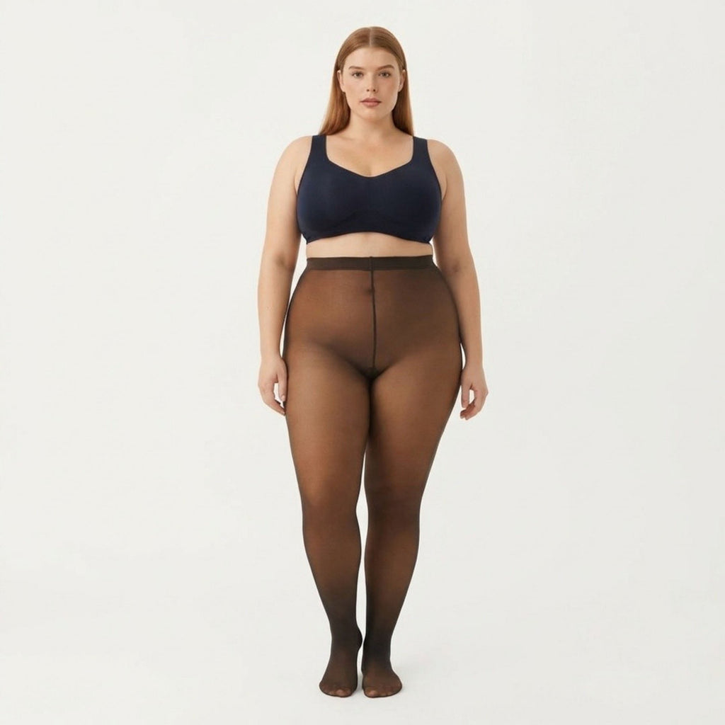 Anna-Kaci Women's Fleece-Lined Bare-Legs Pantyhose with Skin-Transparent Effect and Fleece-Free Feet
