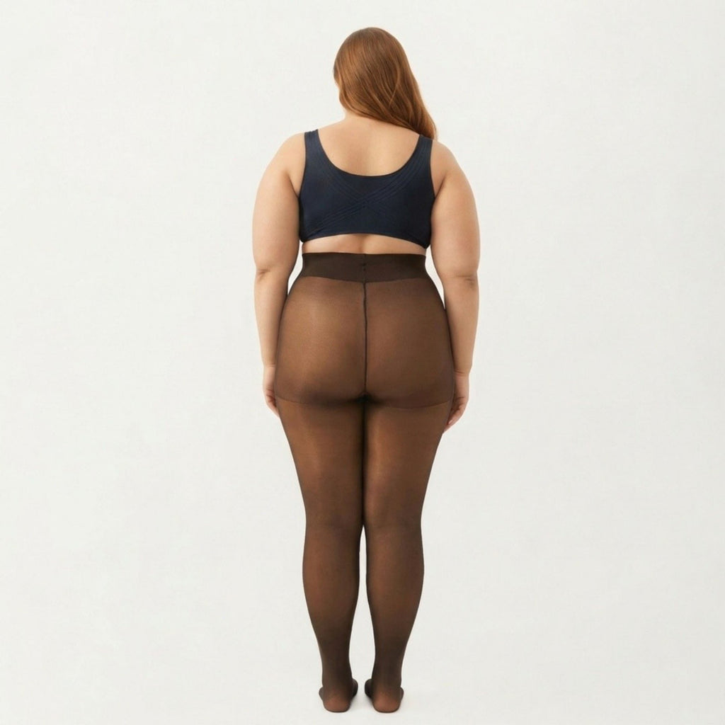 Anna-Kaci Women's Fleece-Lined Bare-Legs Pantyhose with Skin-Transparent Effect and Fleece-Free Feet