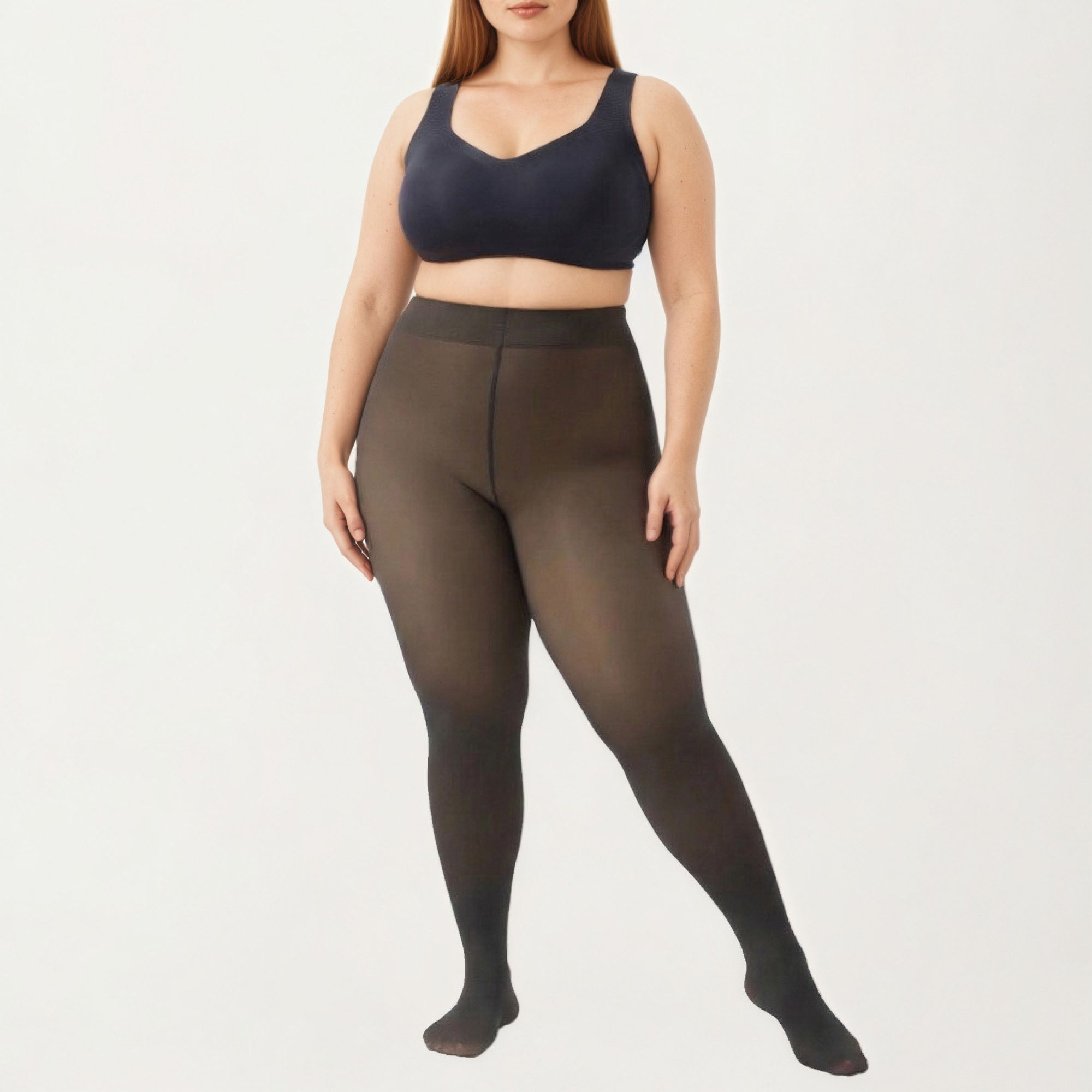 Anna-Kaci Women's Fleece-Lined Bare-Legs Pantyhose with Skin-Transparent Effect and Fleece-Free Feet