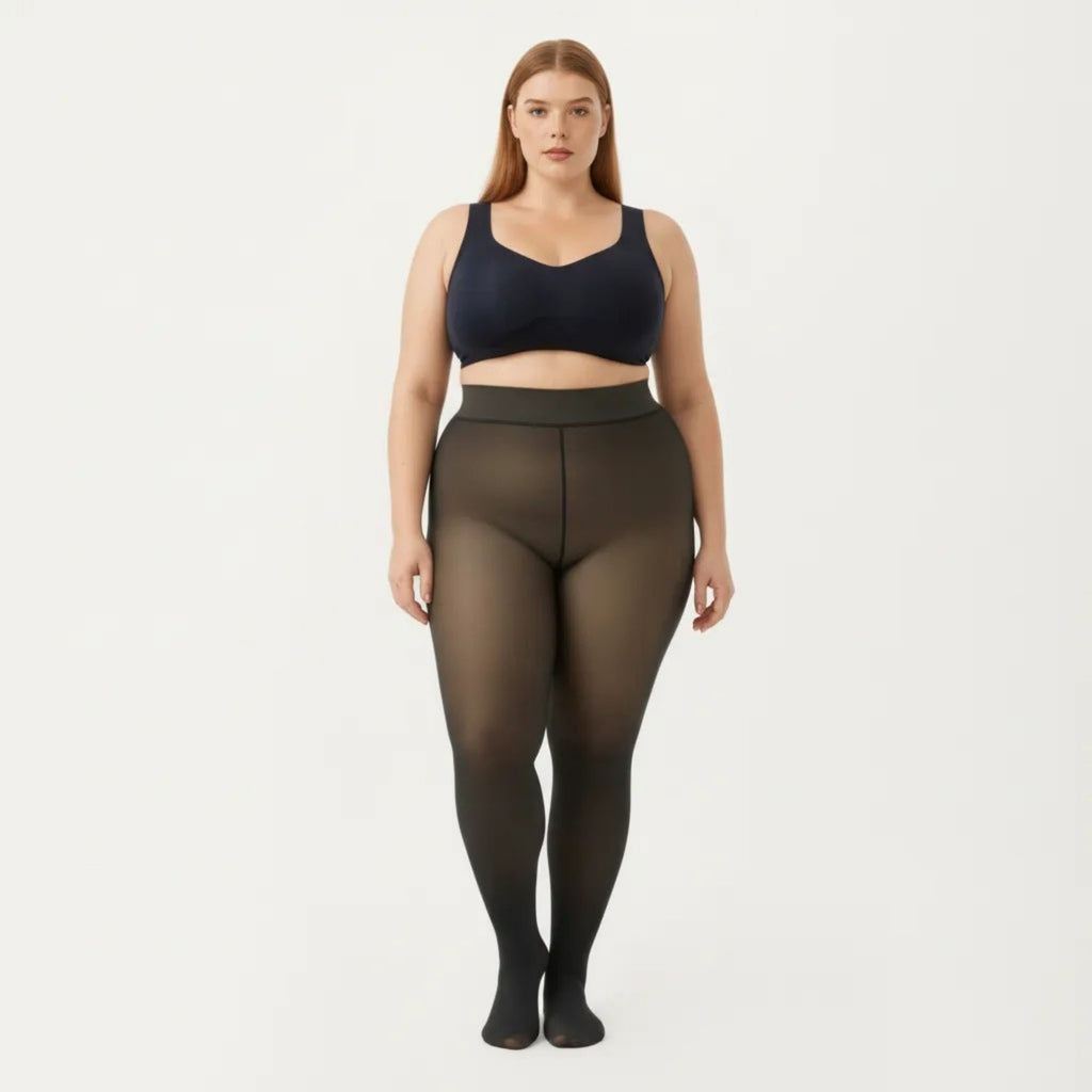 Anna-Kaci Women's Fleece-Lined Bare-Legs Pantyhose with Skin-Transparent Effect and Fleece-Free Feet