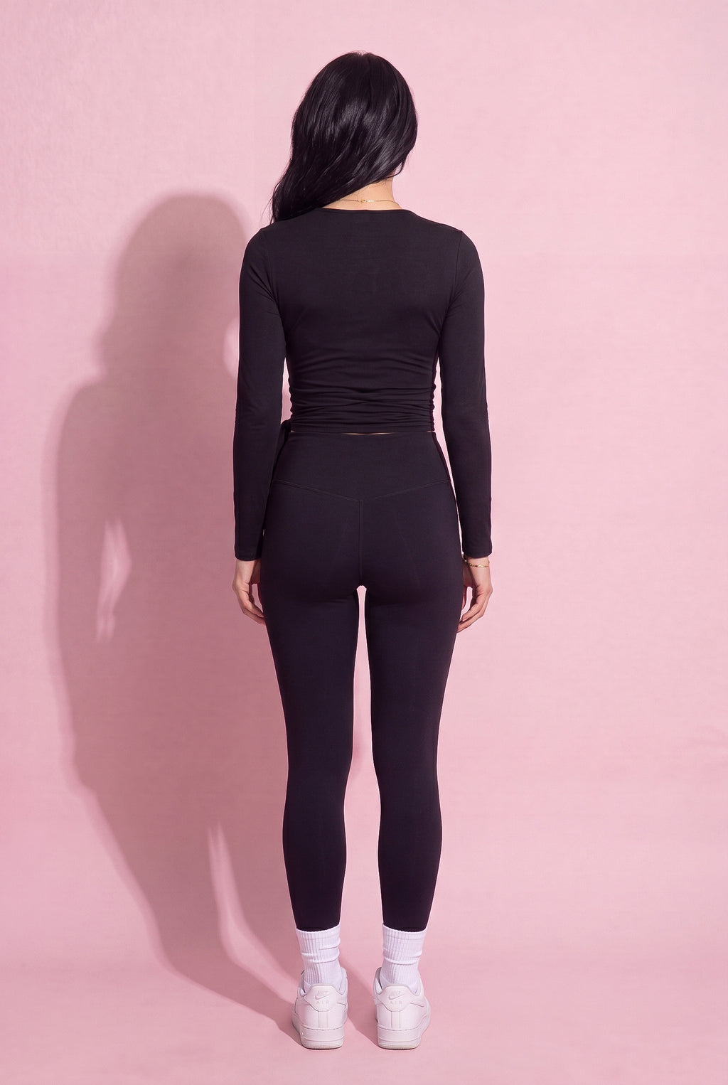 Anna-Kaci Women's Pilates Wrap Top - Long Sleeve V-Neck Cropped Gym Cover Up Balletcore Workout Shirt