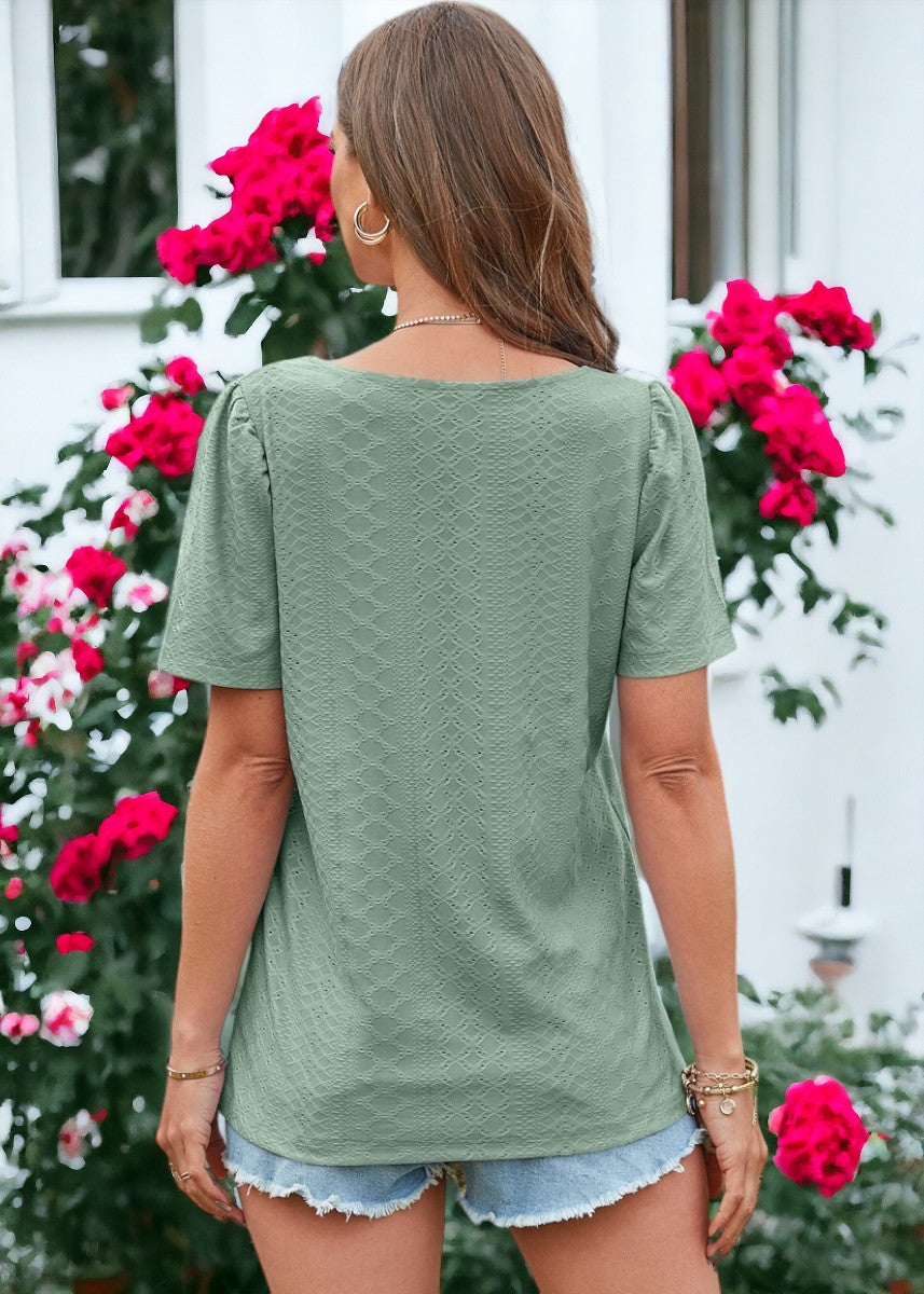 Square Neck Eyelet Top
