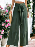 Tie Waist Tiered Wide Leg Pants