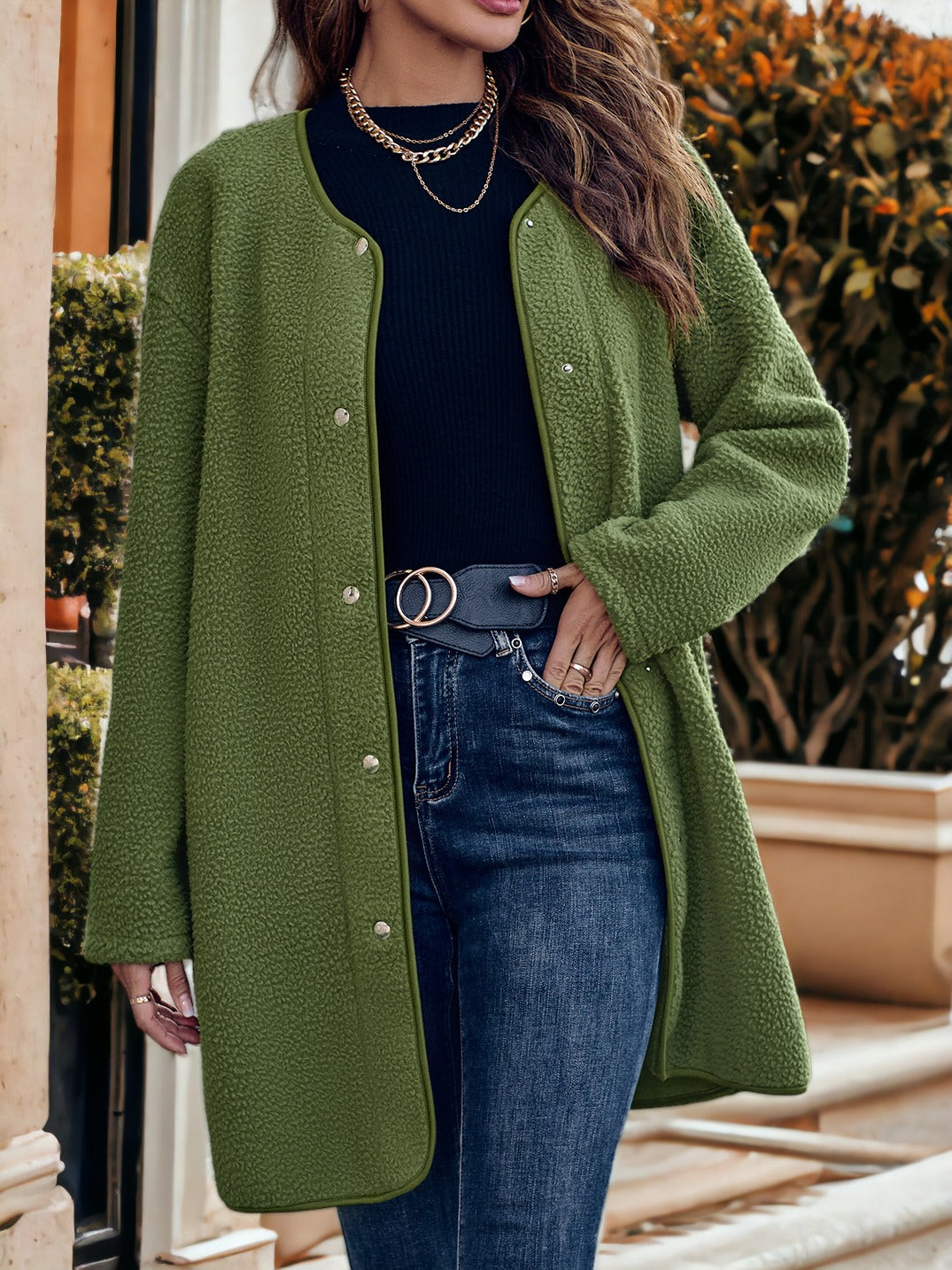 Button Front Shearling Coat