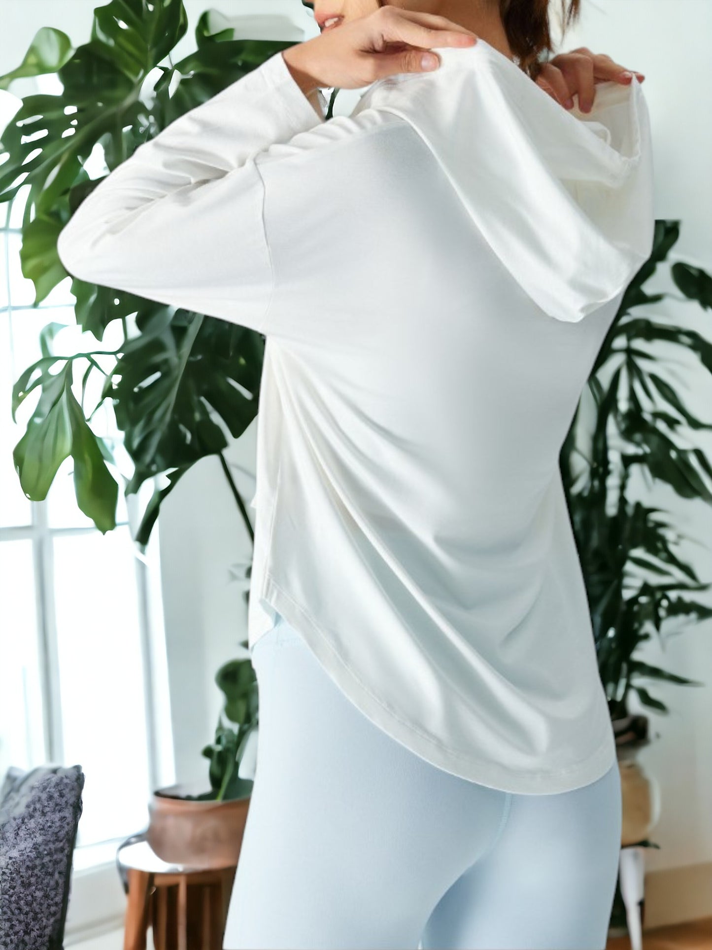 Chaqueta de yoga informal de manga larga, holgada y transpirable