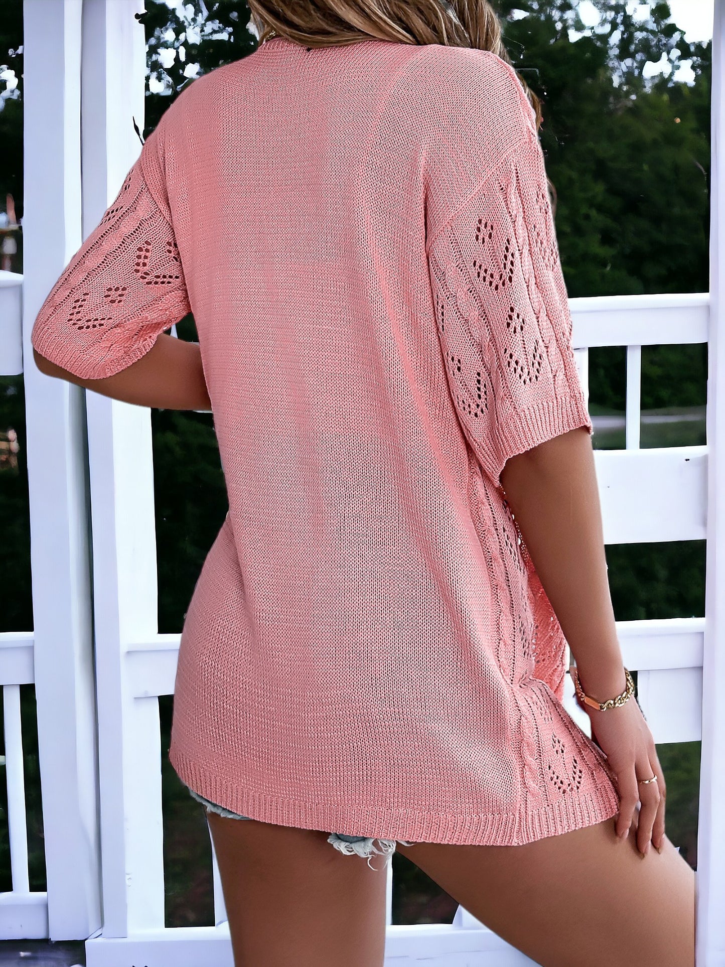 Short-Sleeved Knitted Cardigan
