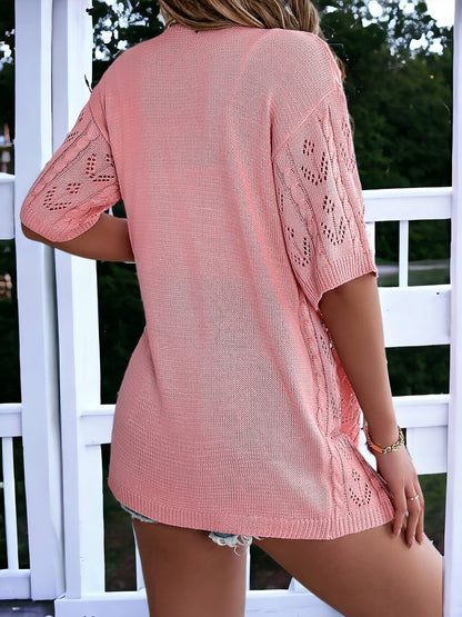 Short-Sleeved Knitted Cardigan