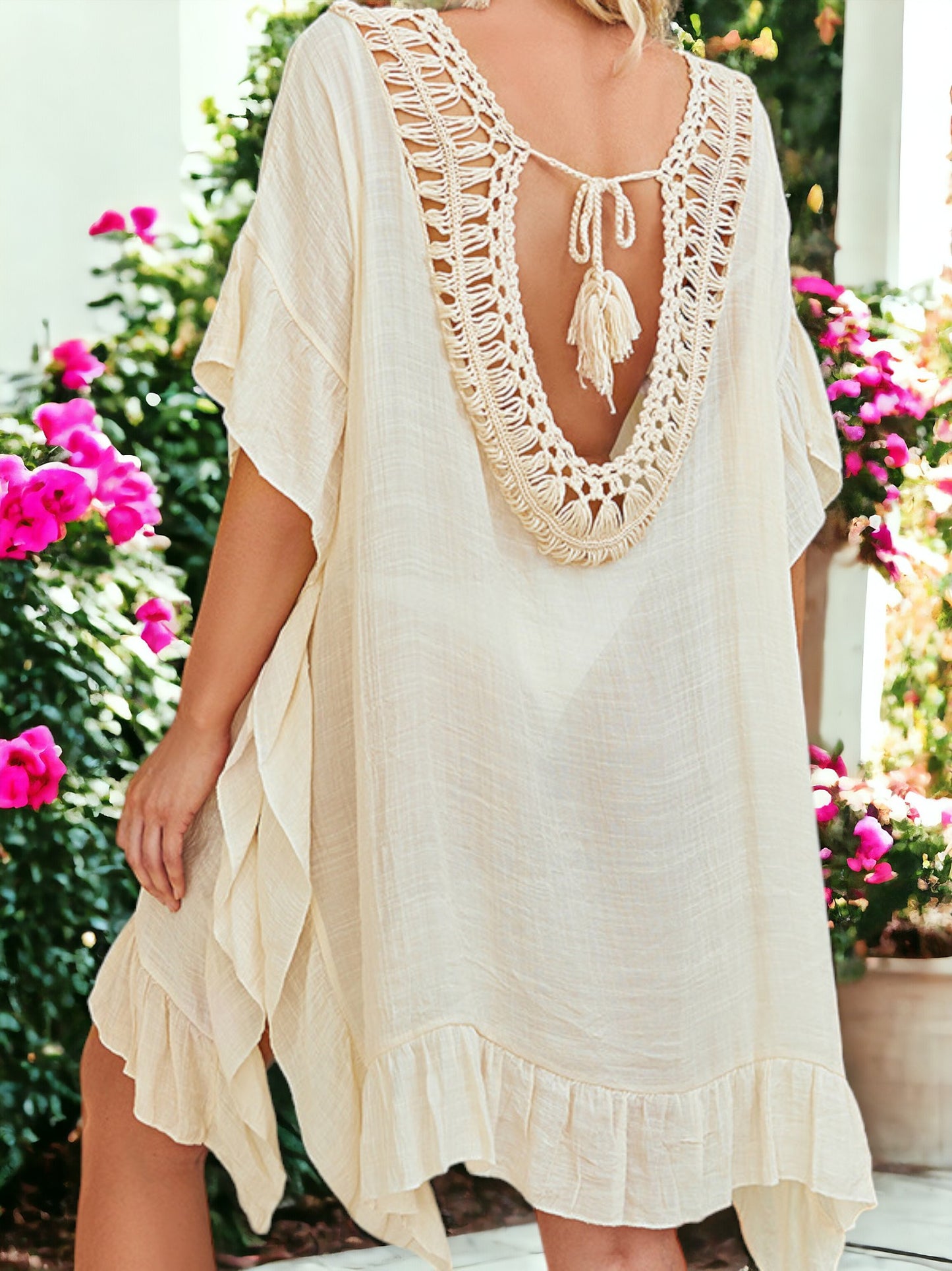 Ruffle Detail Tie-Back Cover-Up