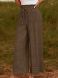 Pantalones casuales de pierna ancha y cintura alta con frunces para mujer de Anna-Kaci