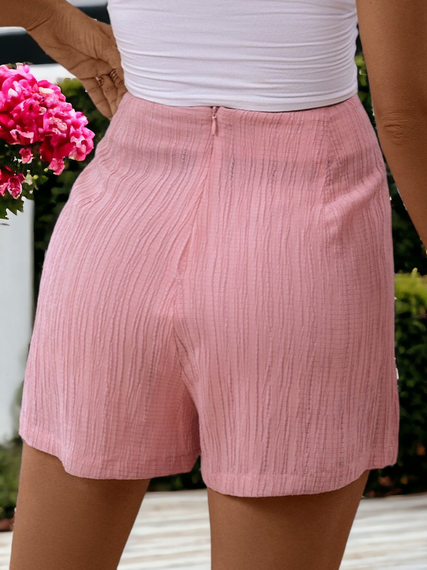 Short Lace Up Textured Women's Skorts