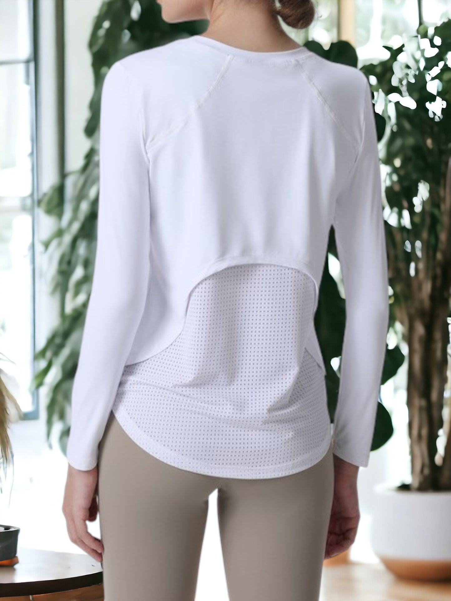 Sudadera de yoga de manga larga, cuello redondo, holgada, ajustada y transpirable