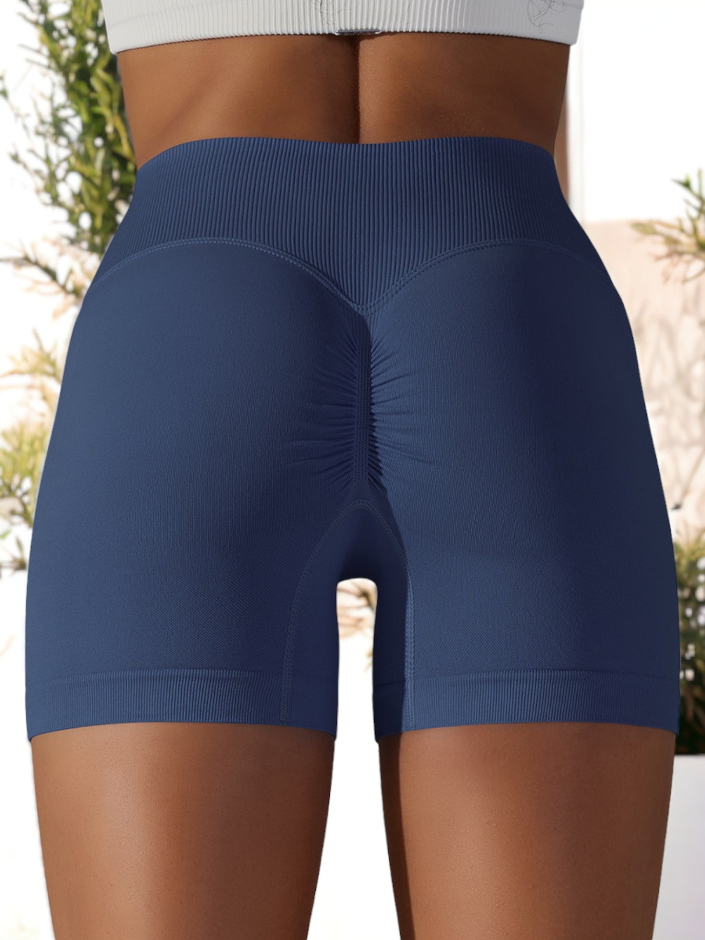 Pantalones cortos deportivos de yoga ajustados con cintura cruzada y sin costuras