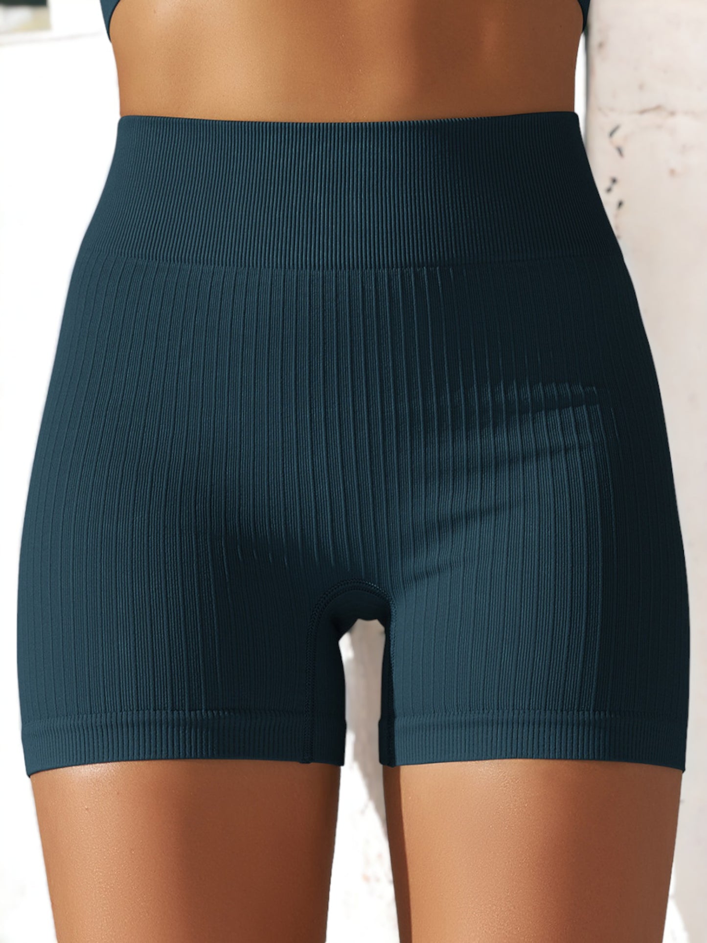 Pantalones cortos deportivos de fitness transpirables, ajustados y de cintura alta sin costuras