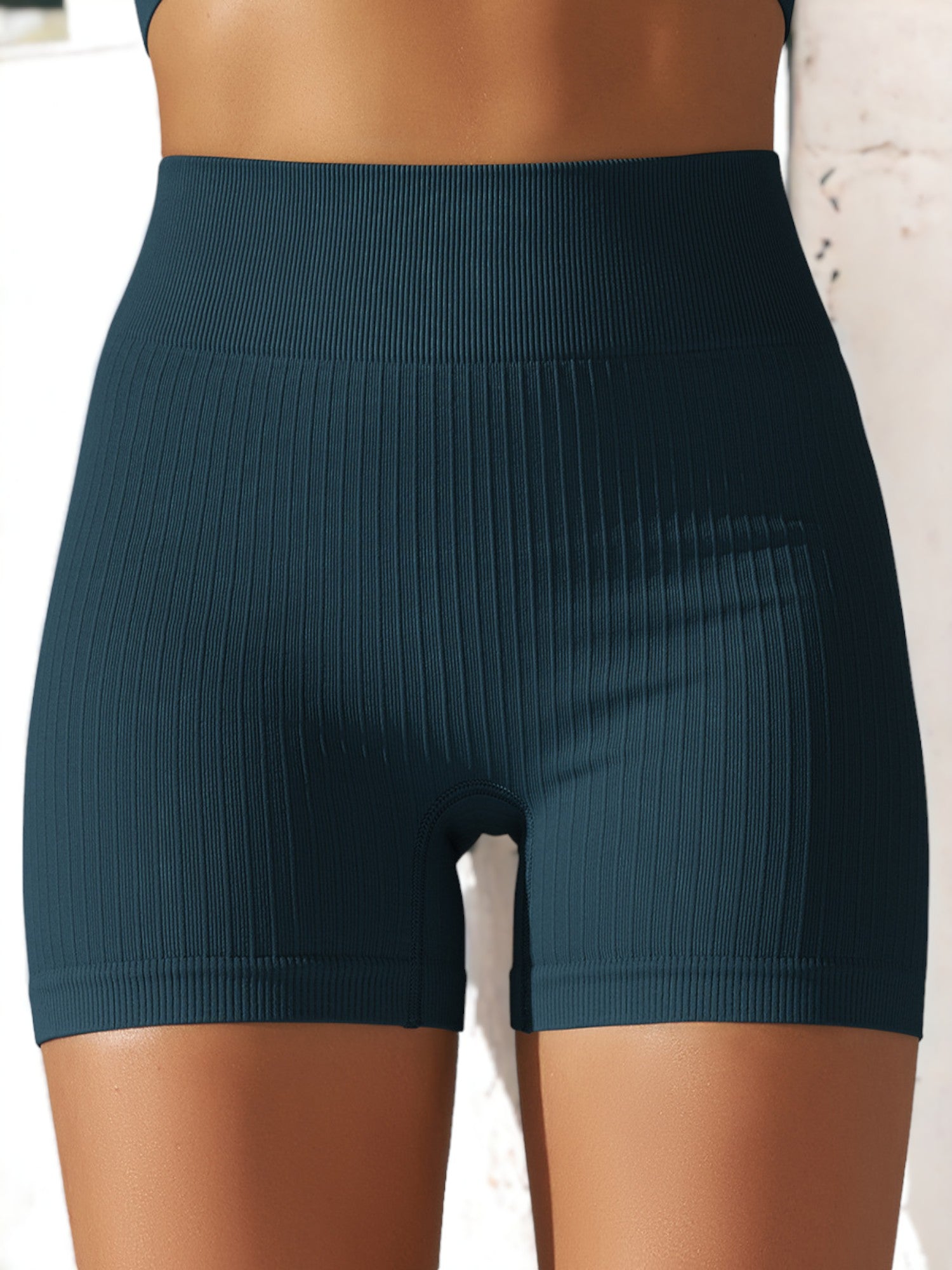 Pantalones cortos deportivos de fitness transpirables, ajustados y de cintura alta sin costuras