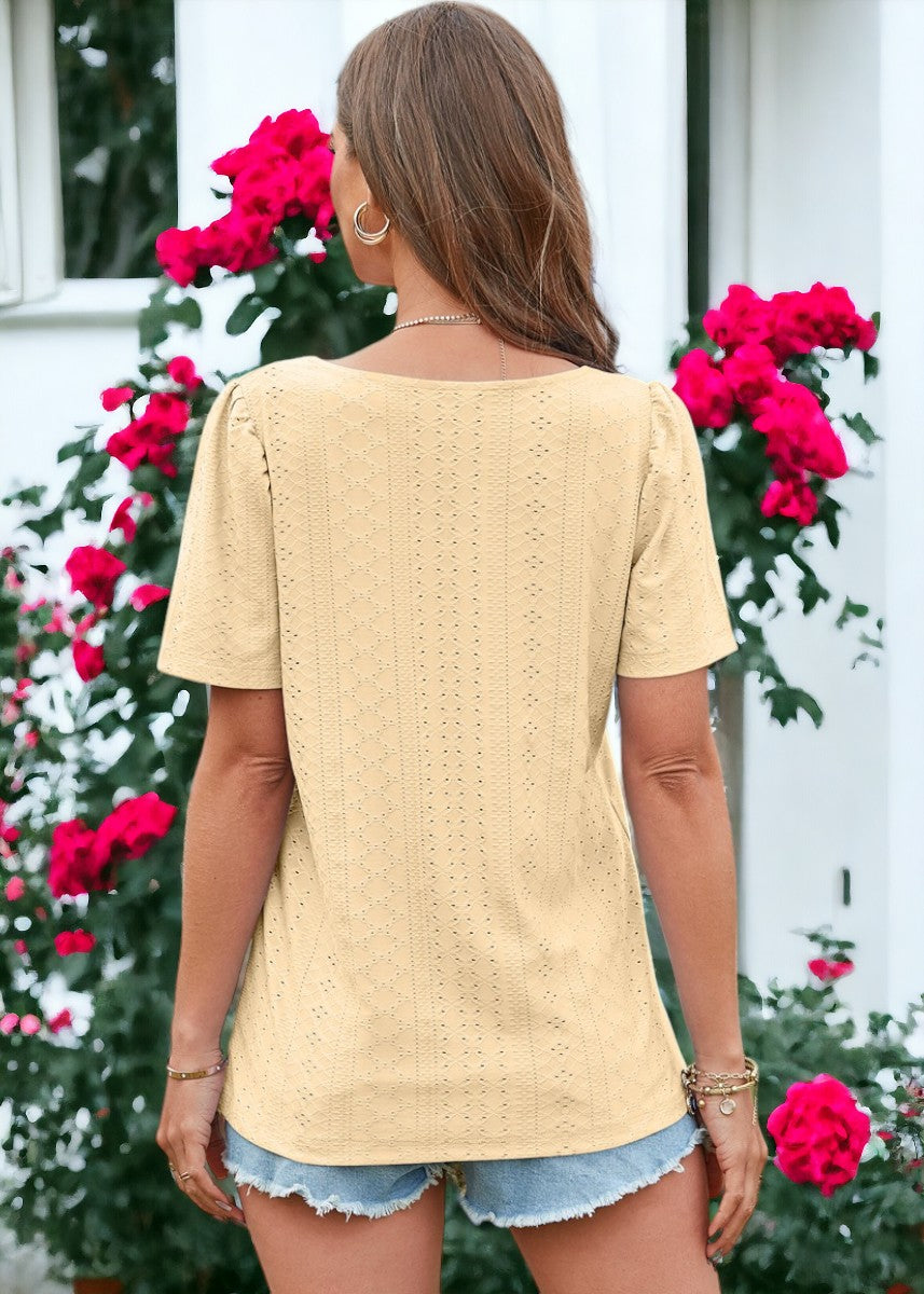 Square Neck Eyelet Top