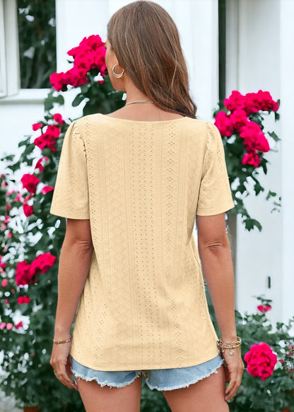 Square Neck Eyelet Top