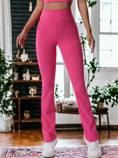 Pantalones de yoga de cintura alta, anchos y drapeados