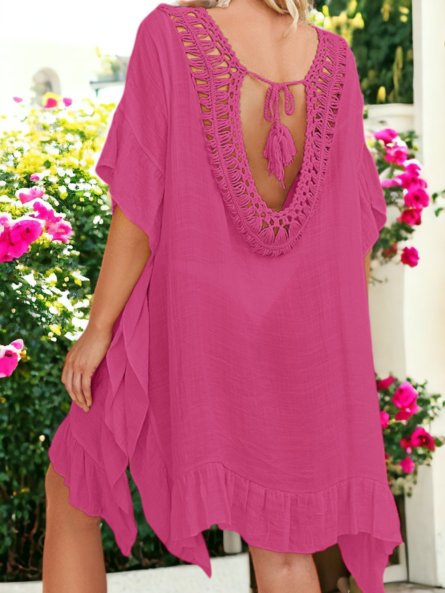 Ruffle Detail Tie-Back Cover-Up