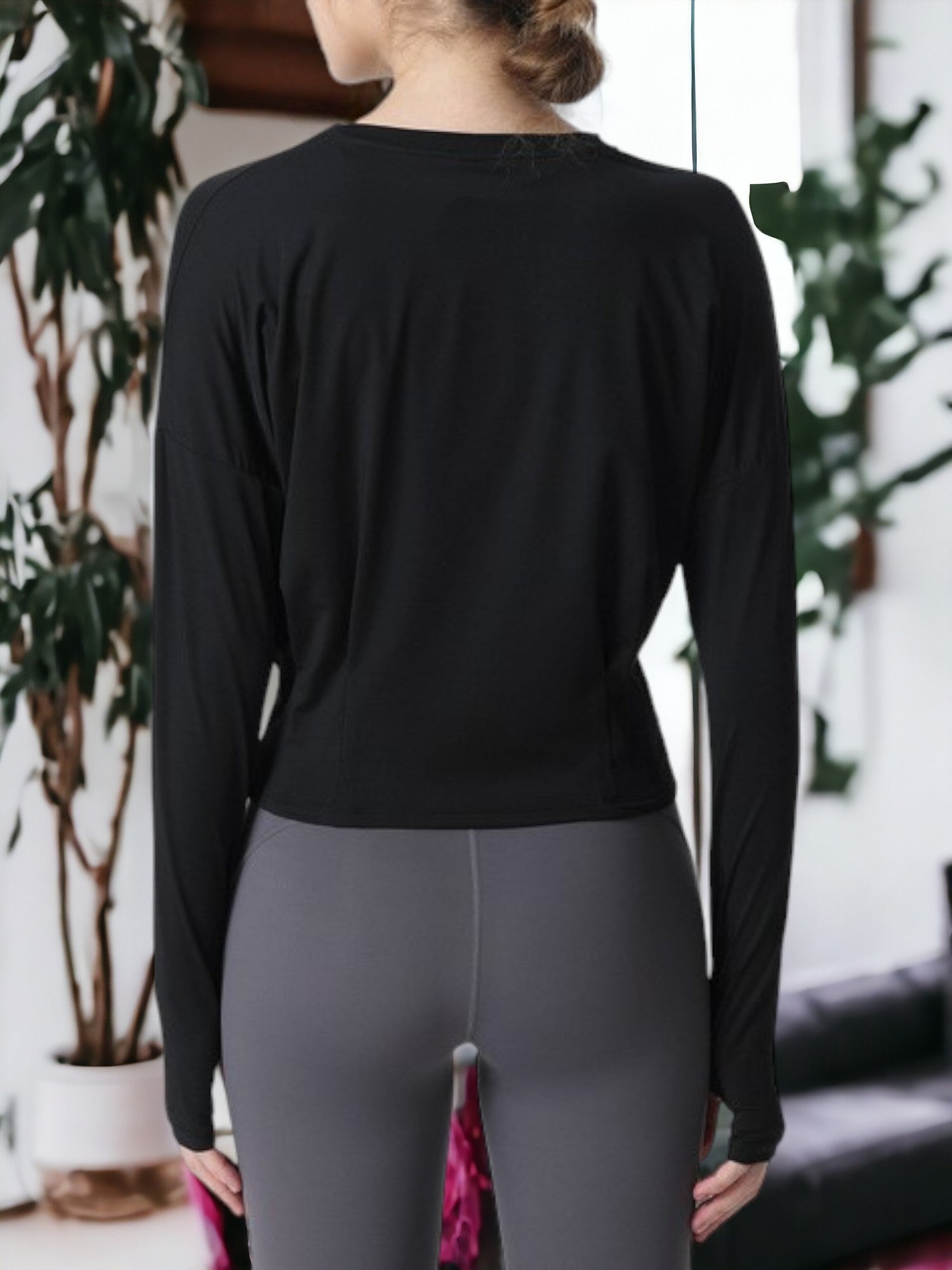 Sudadera de yoga y fitness de manga larga, transpirable y versátil