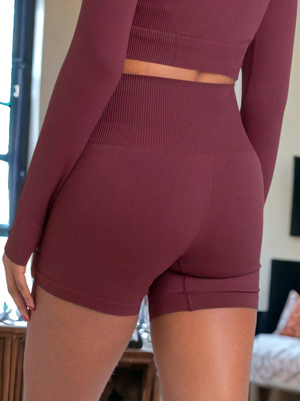 Pantalones cortos de yoga de cintura alta sin costuras para fitness