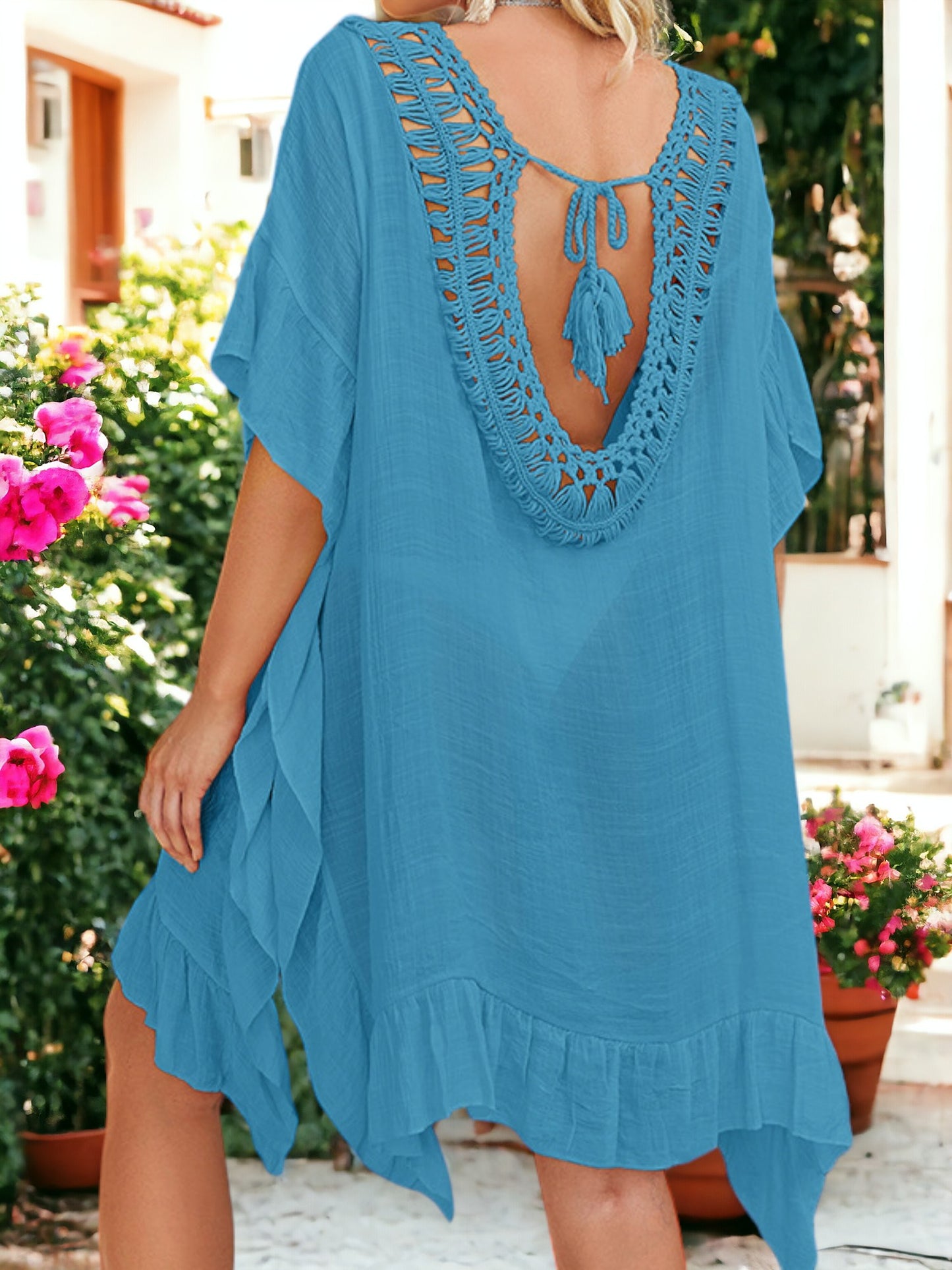 Ruffle Detail Tie-Back Cover-Up