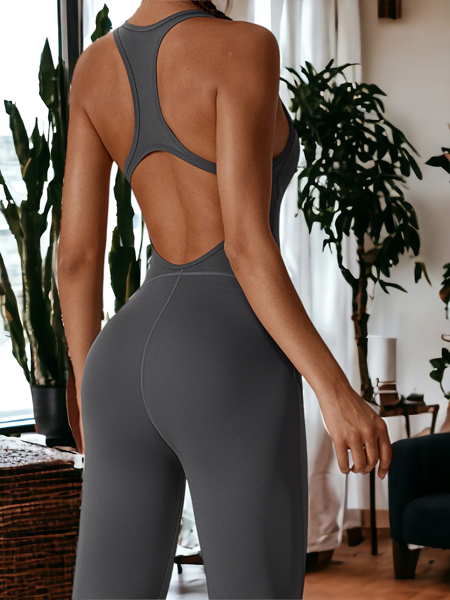 Traje de yoga de una pieza ajustado y muy elástico