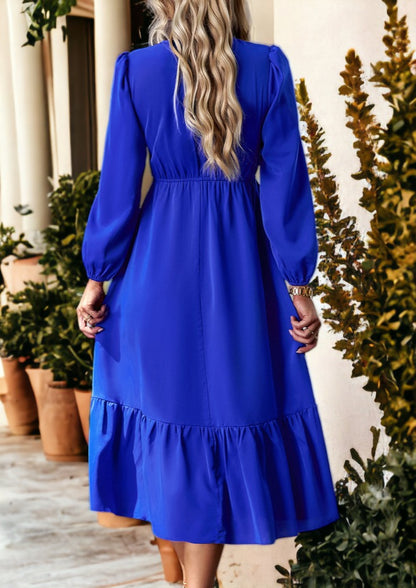 Shirred Surplice Neck Dress