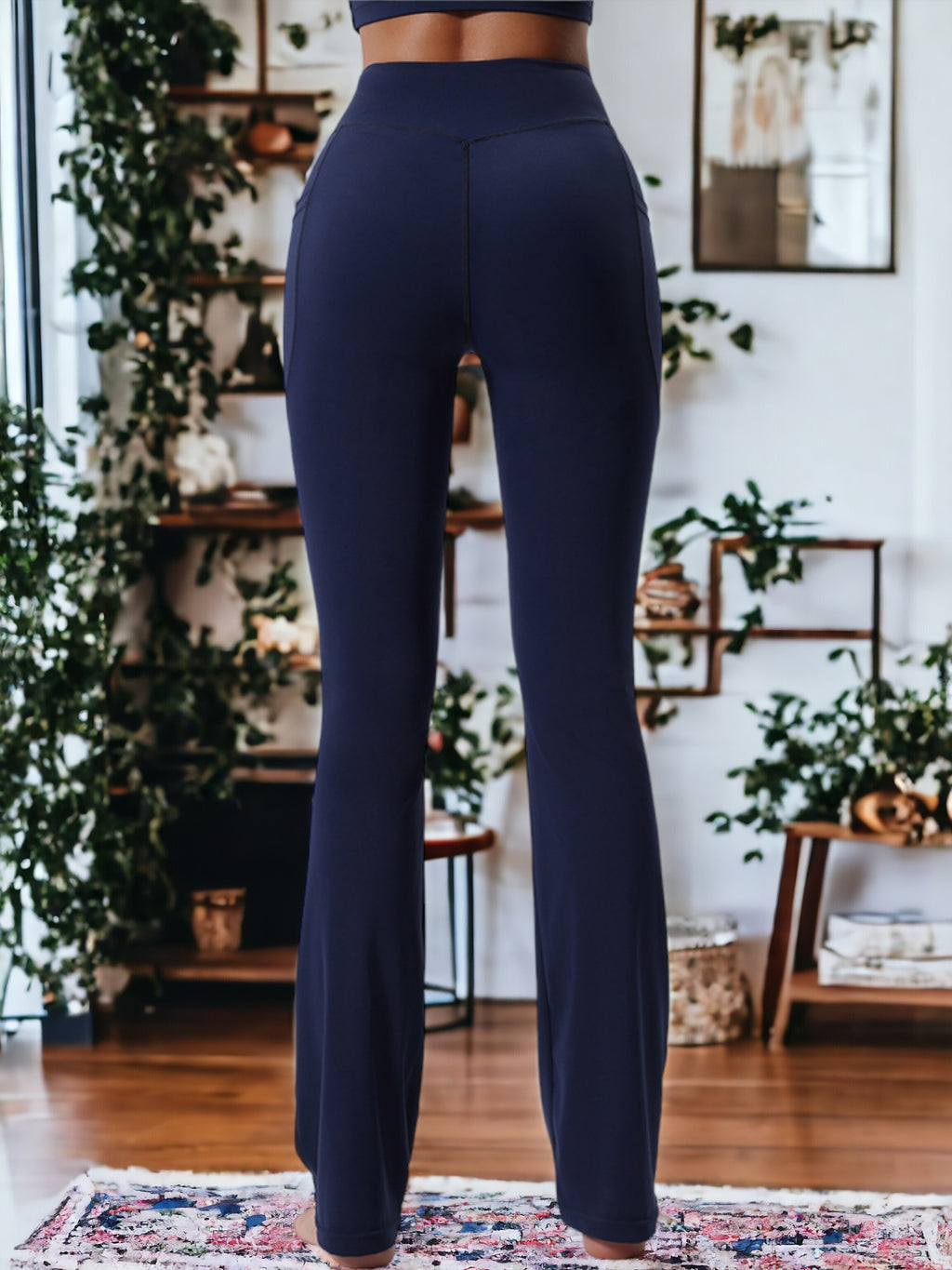 Pantalones de yoga de cintura alta, anchos y drapeados