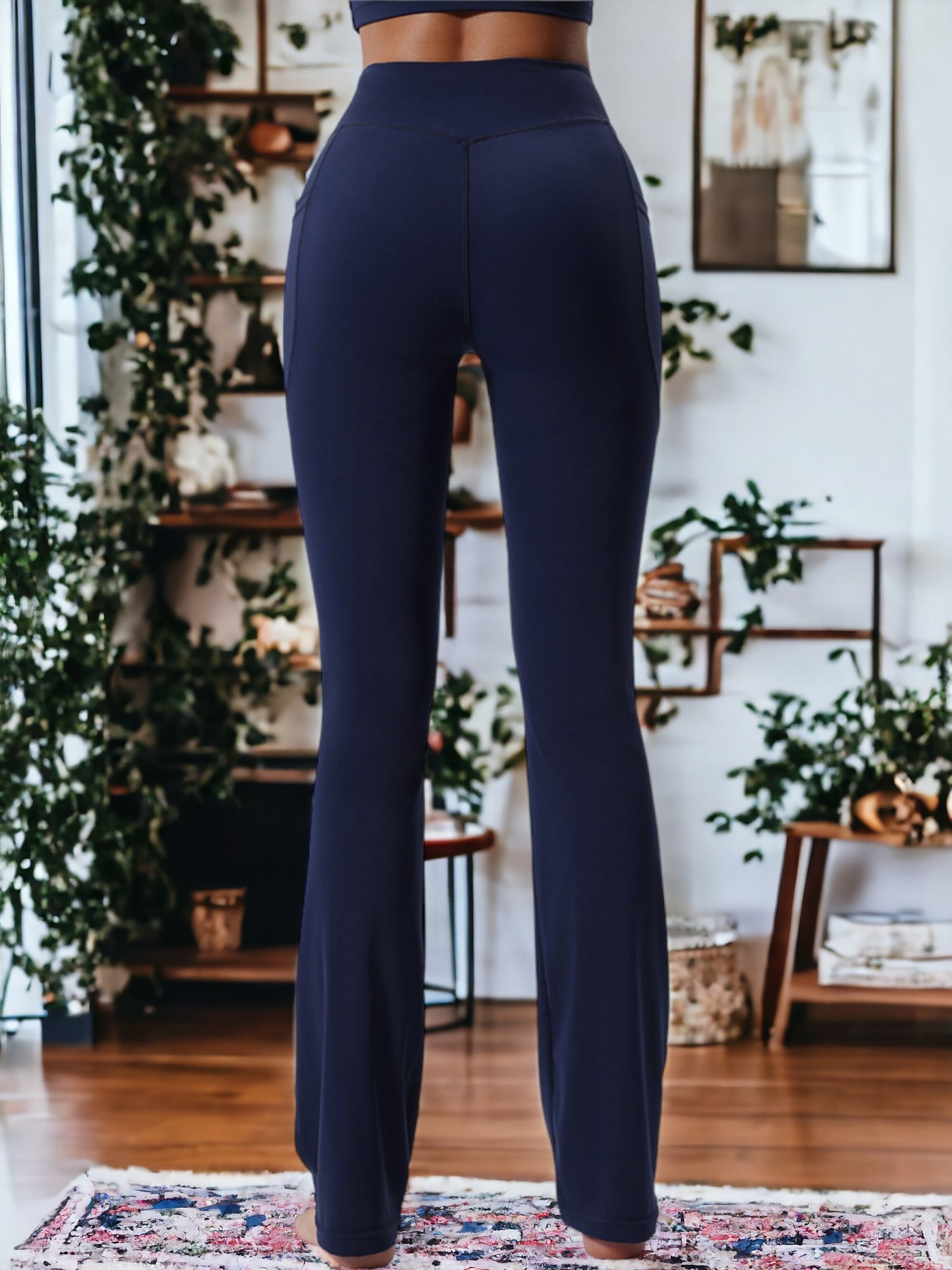 Pantalones de yoga de cintura alta, anchos y drapeados