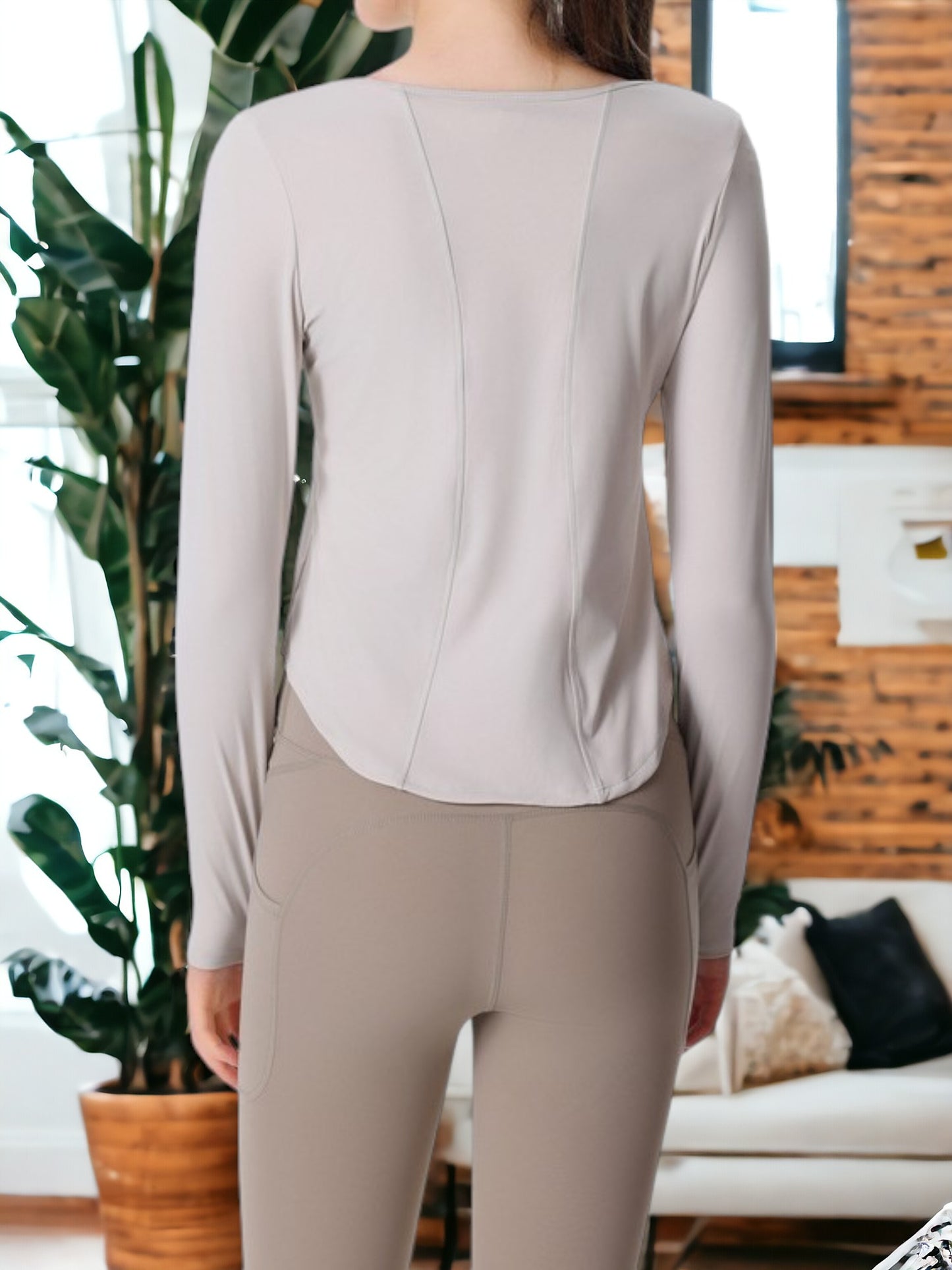 Sudadera de yoga de manga larga, holgada, ajustada y de secado rápido