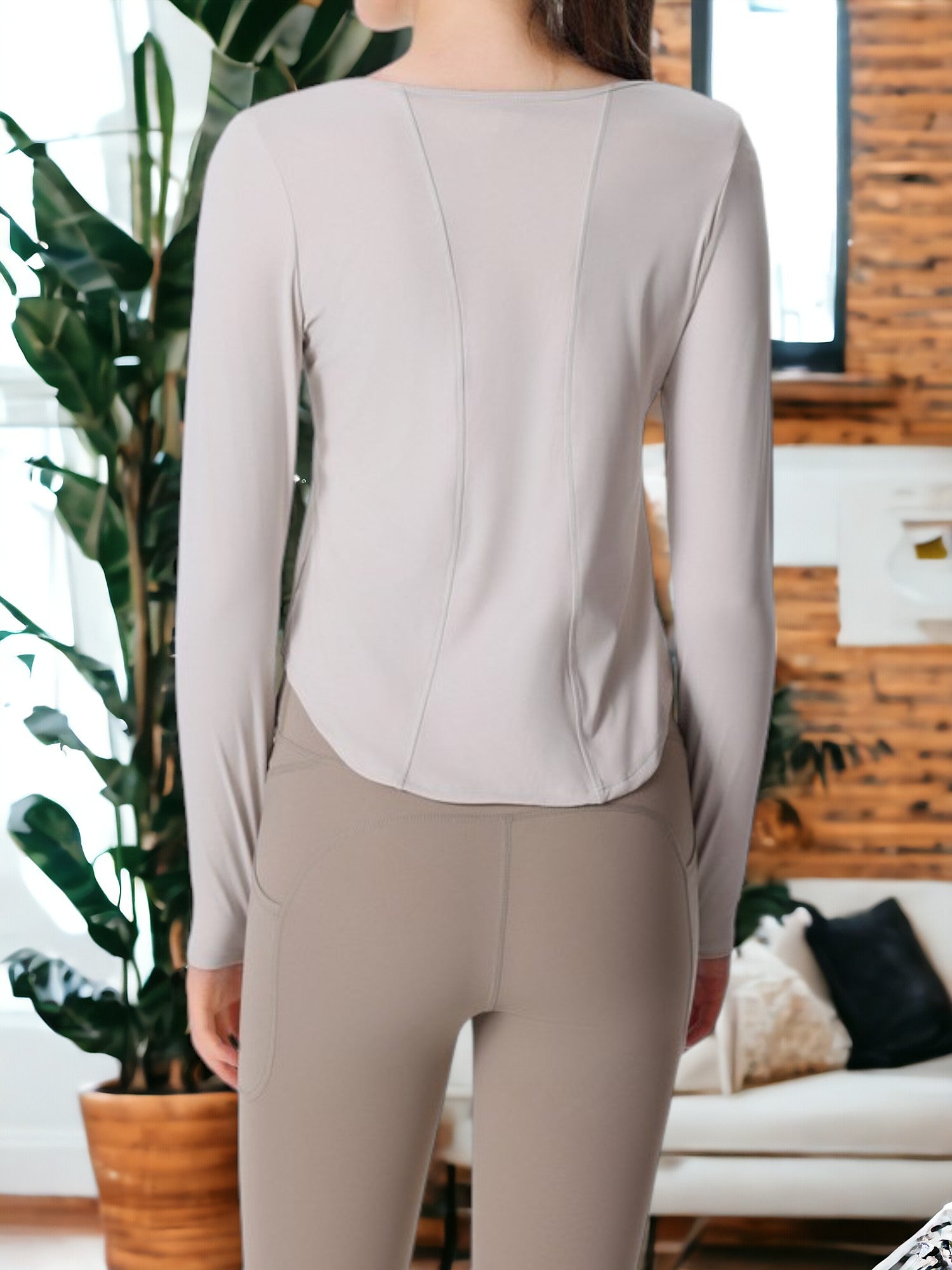 Sudadera de yoga de manga larga, holgada, ajustada y de secado rápido