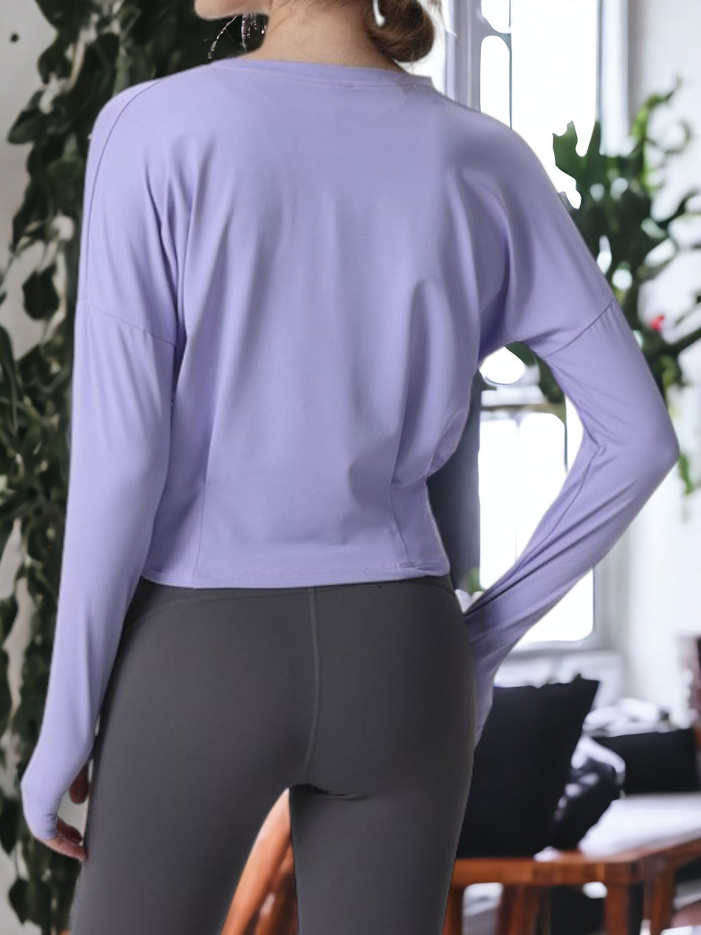 Sudadera de yoga y fitness de manga larga, transpirable y versátil