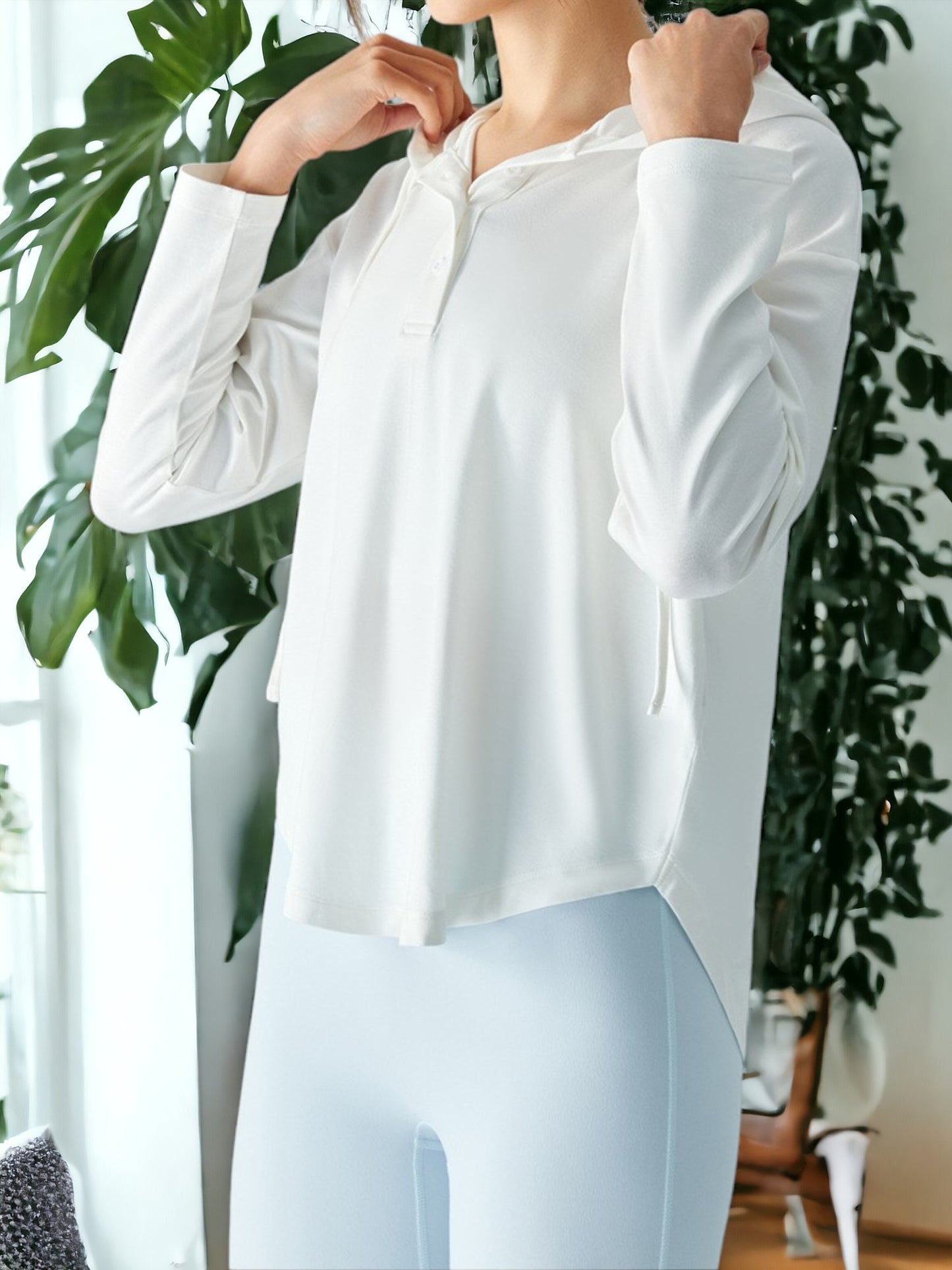 Chaqueta de yoga informal de manga larga, holgada y transpirable
