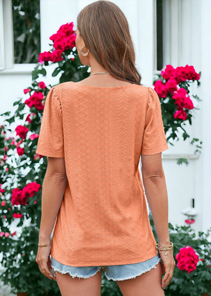Square Neck Eyelet Top